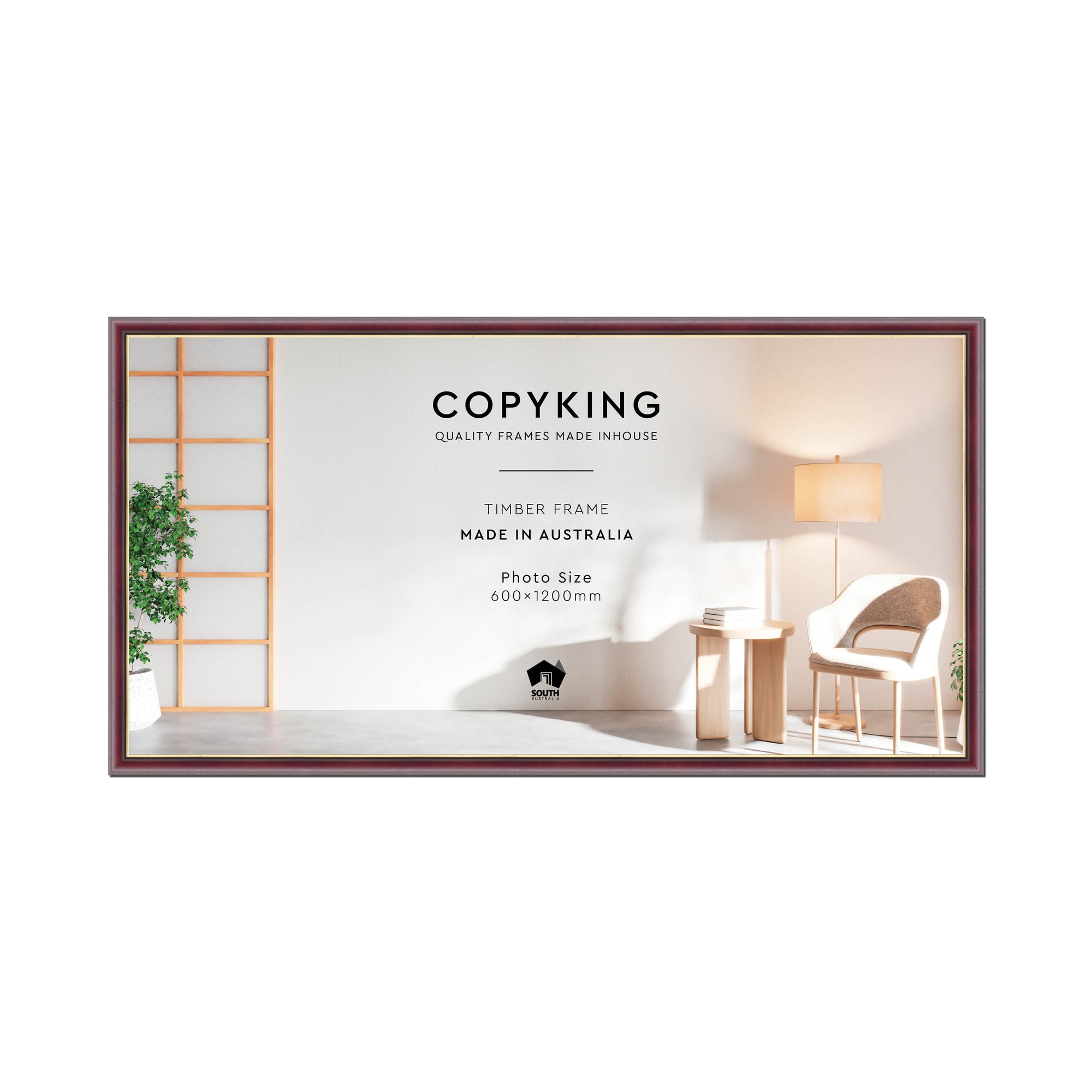 Mahogany/Gold 30mm Wood Panoramic Photo Frame - 60cm x 120cm