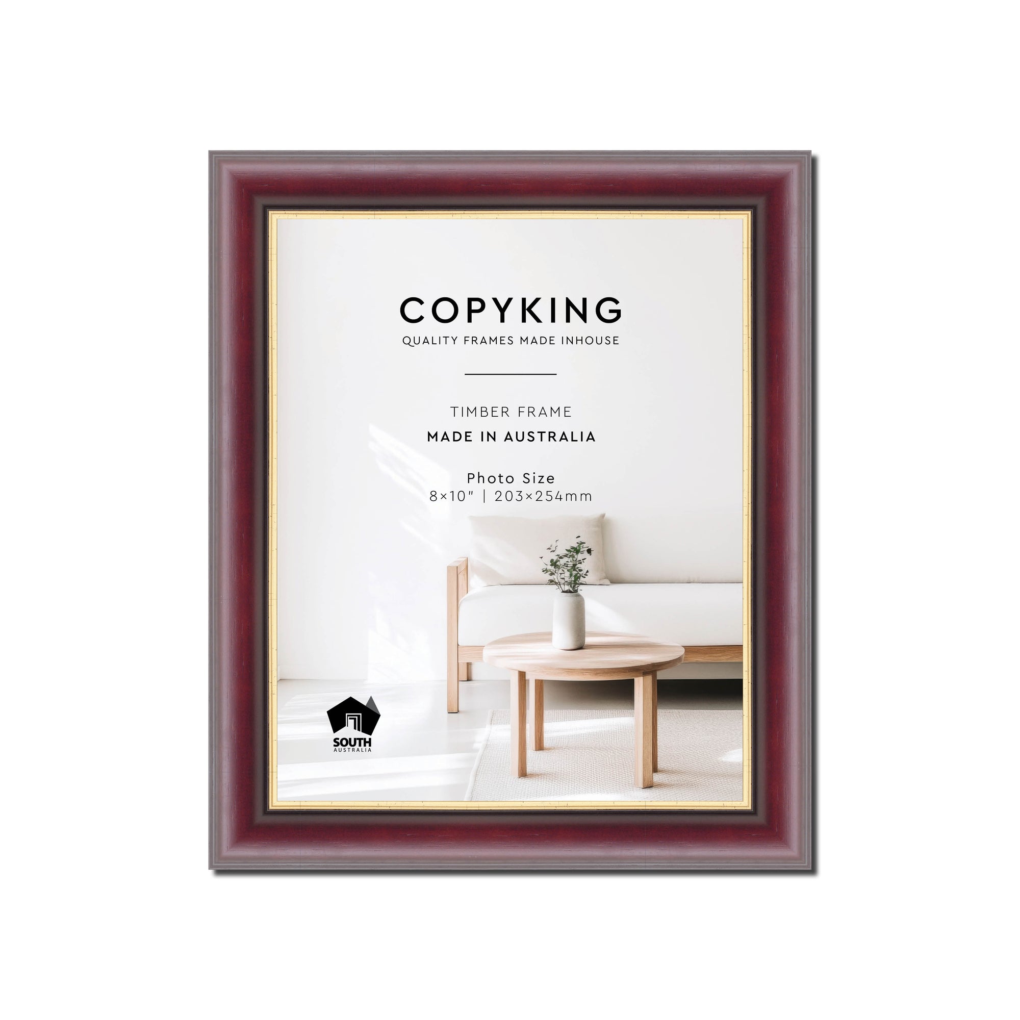 Mahogany/Gold 30mm Wood Photo Frame - 8" x 10" (203mm x 254mm)