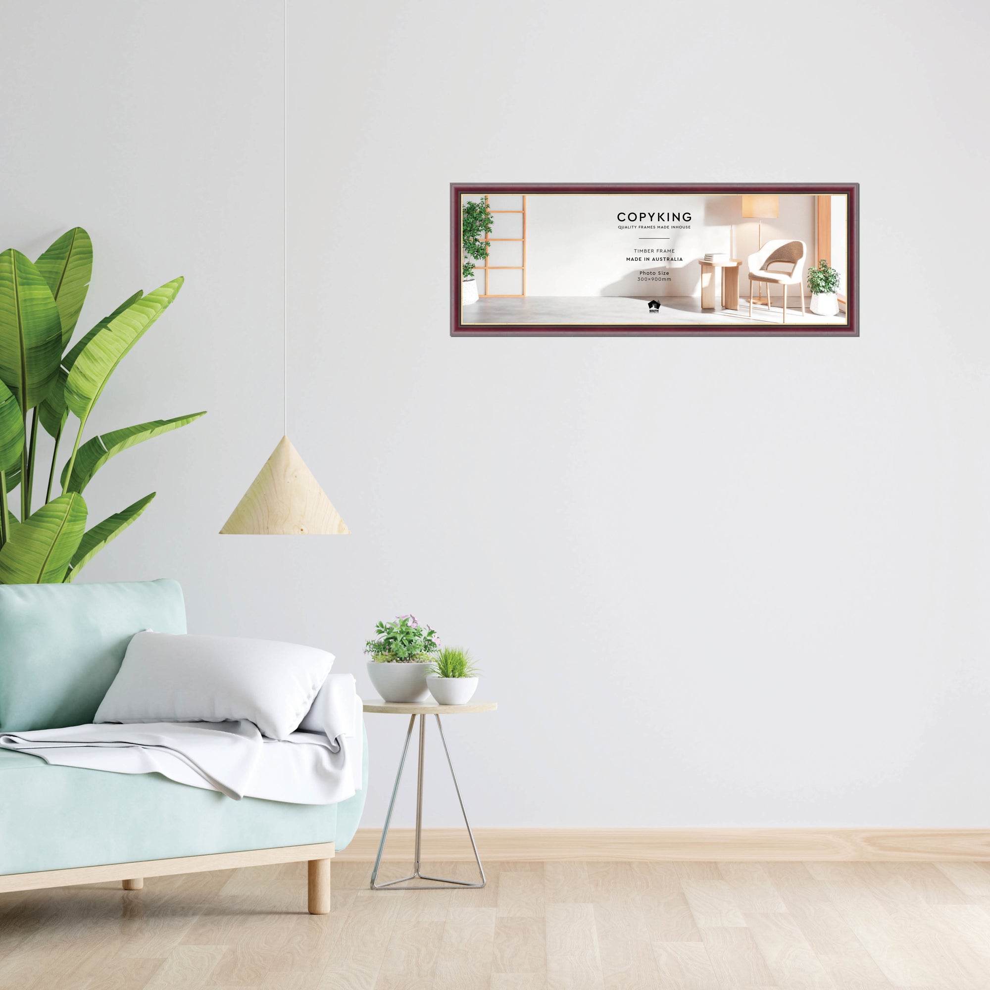 Mahogany/Gold 30mm Wood Panoramic Photo Frame - 30cm x 90cm