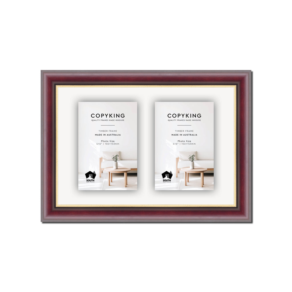 Mahogany/Gold 30mm Wood Collage Photo Frame - 8" x 12" - 2 Photos (4" x 6")