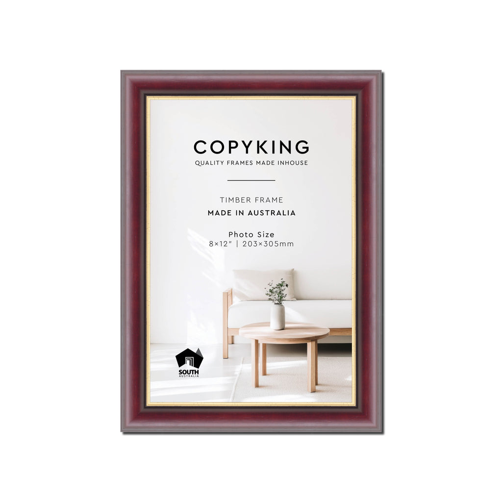 Mahogany/Gold 30mm Wood Photo Frame - 8" x 12" (203mm x 305mm)