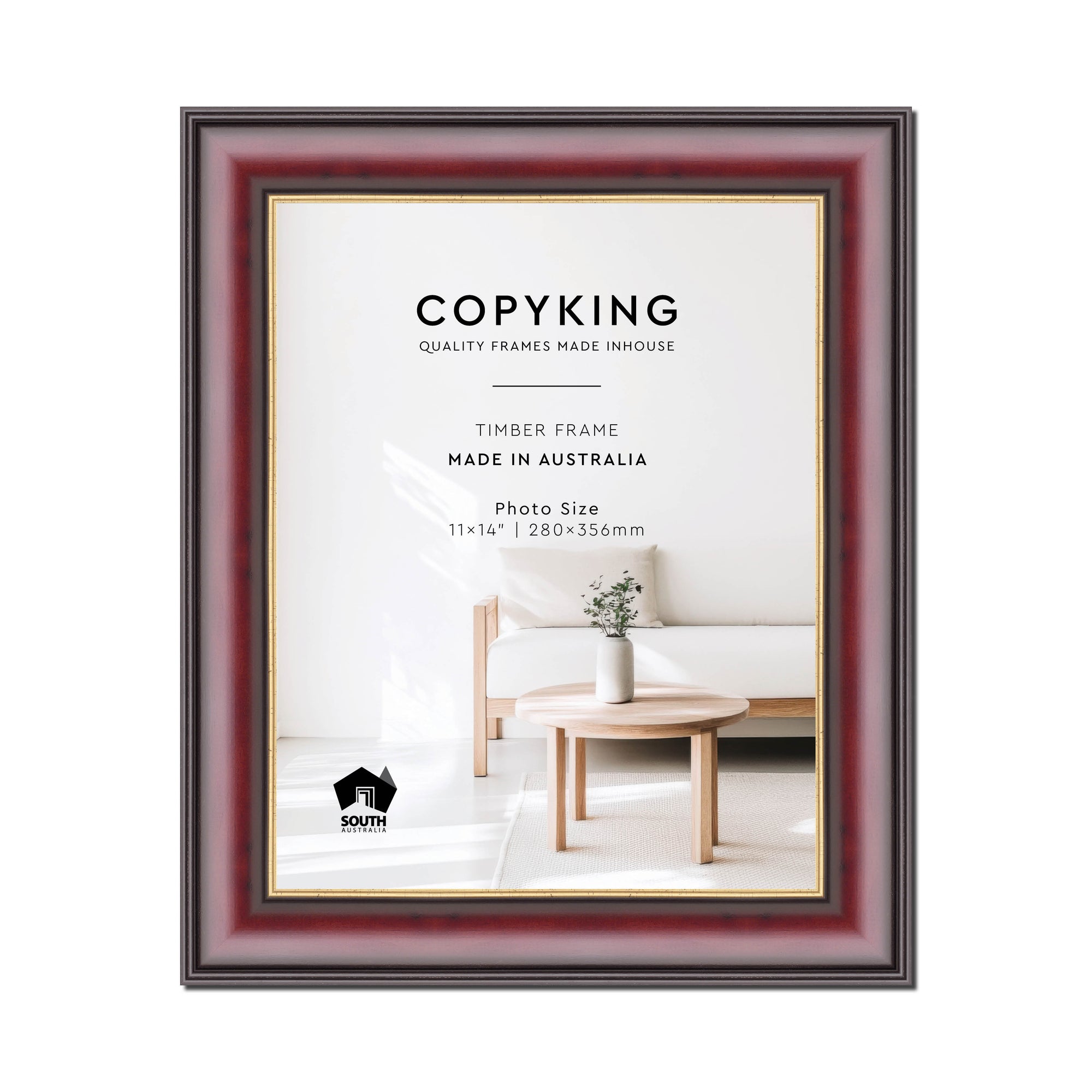 Mahogany/Gold 50mm Wood Photo Frame - 11" x 14" (280mm x 356mm)