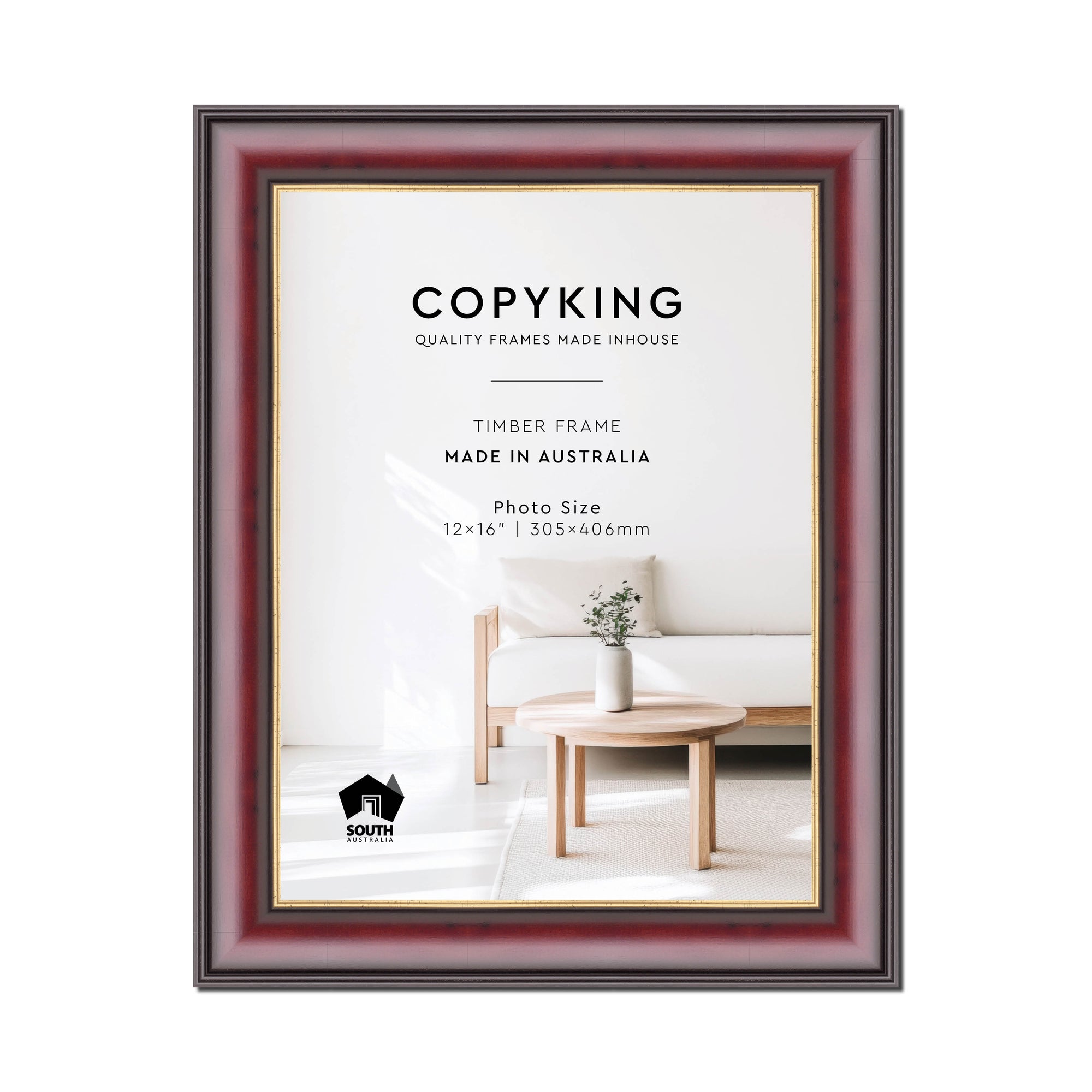 Mahogany/Gold 50mm Wood Photo Frame - 12" x 16" (305mm x 406mm)