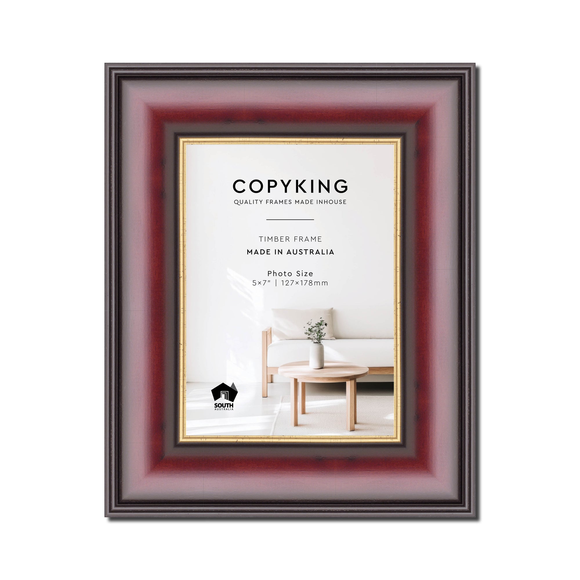 Mahogany/Gold 50mm Wood Photo Frame - 5" x 7" (127mm x 178mm)