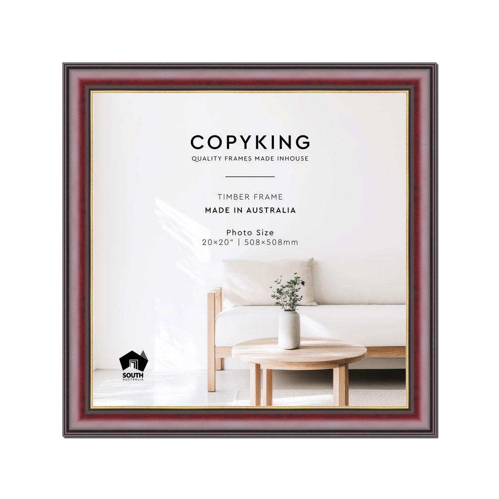 Mahogany/Gold 50mm Wood Square Photo Frame - 20" x 20" (508mm x 508mm)