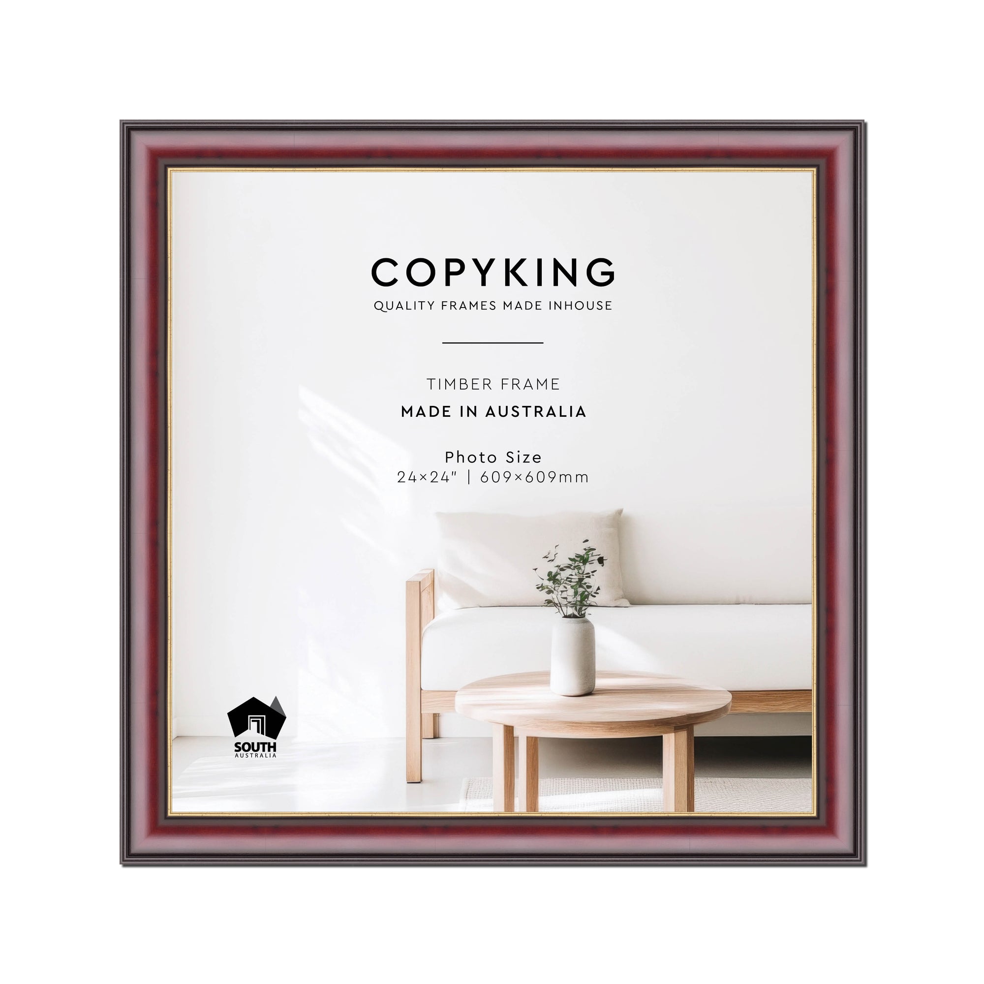 Mahogany/Gold 50mm Wood Square Photo Frame - 24" x 24" (609mm x 609mm)