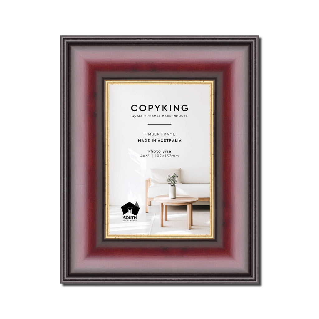 Mahogany/Gold 50mm Wood Photo Frame - 4" x 6" (102mm x 153mm)