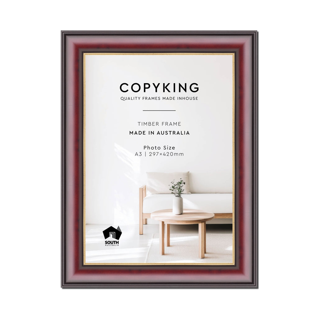 Mahogany/Gold 50mm Wood Poster Frame - A3 (297mm x 420mm)