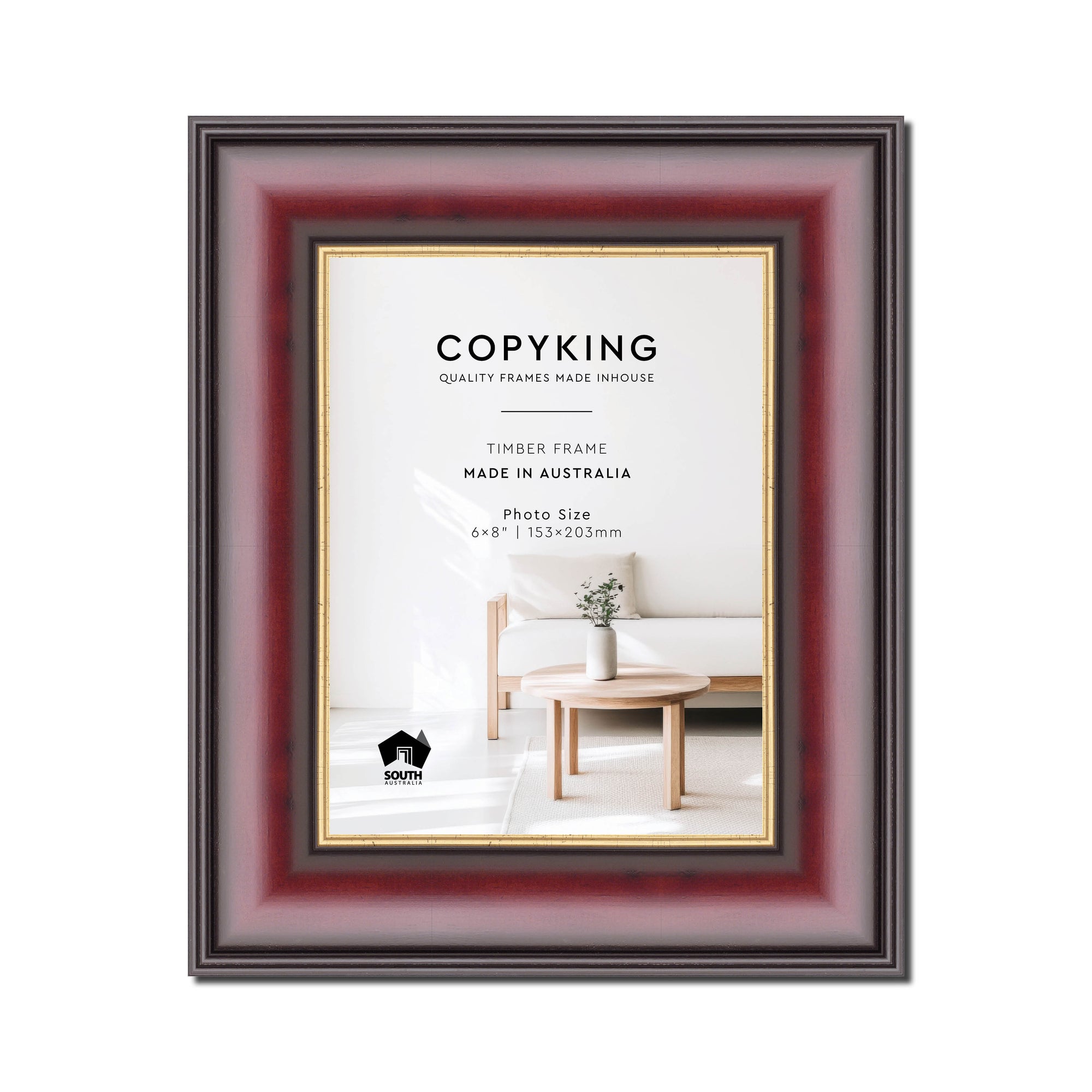 Mahogany/Gold 50mm Wood Photo Frame - 6" x 8" (153mm x 203mm)