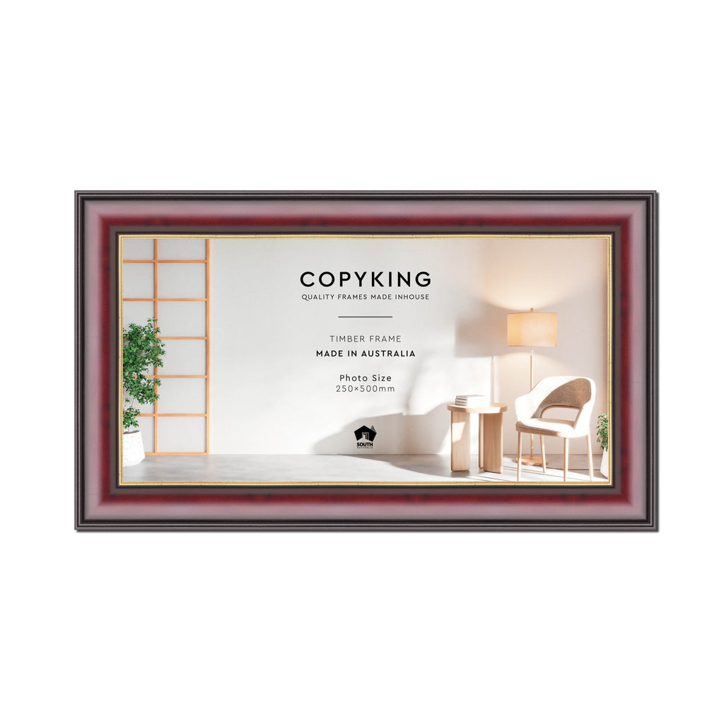 Mahogany/Gold 50mm Wood Panoramic Photo Frame - 25cm x 50cm