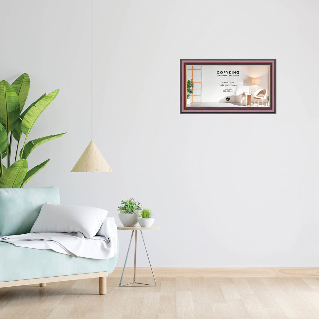 Mahogany/Gold 50mm Wood Panoramic Photo Frame - 30cm x 60cm