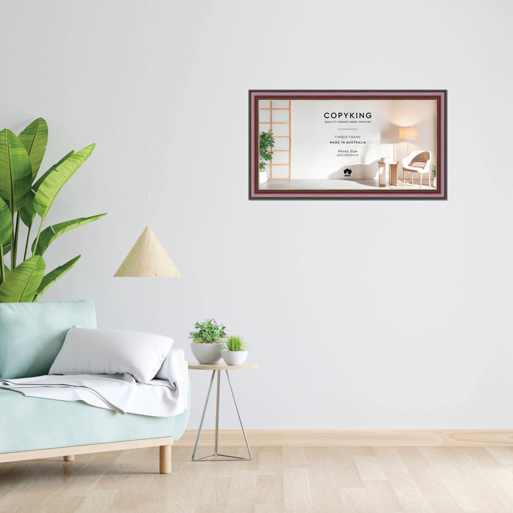 Mahogany/Gold 50mm Wood Panoramic Photo Frame - 40cm x 80cm