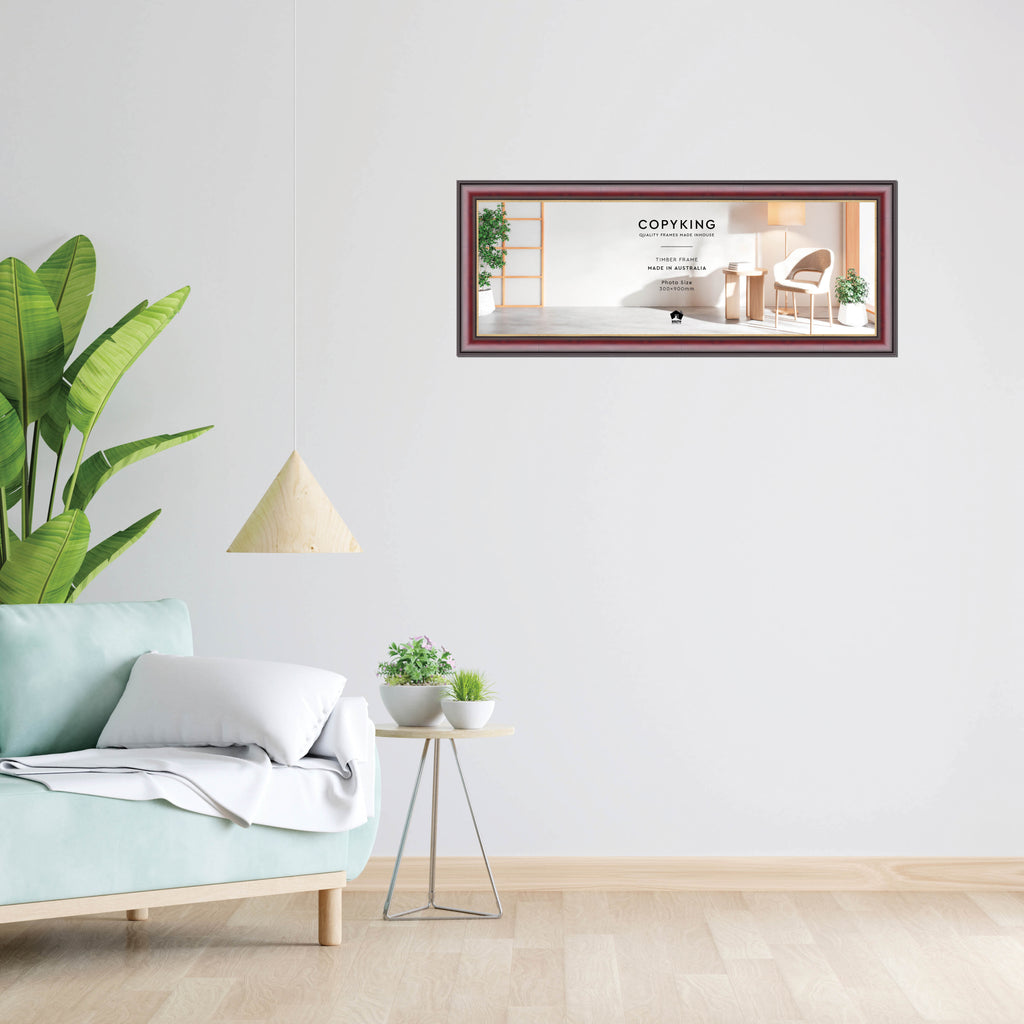 Mahogany/Gold 50mm Wood Panoramic Photo Frame - 30cm x 90cm