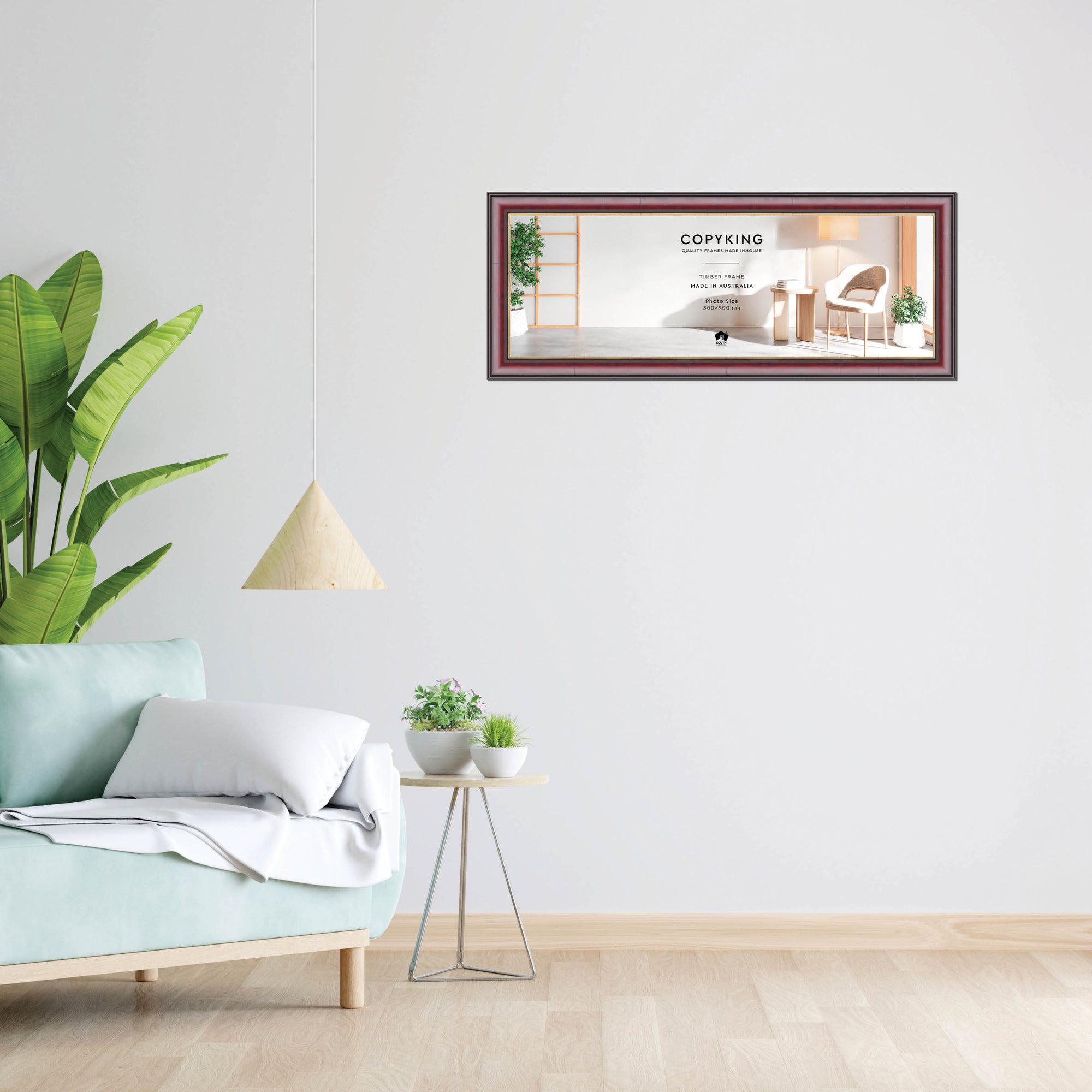 Mahogany/Gold 50mm Wood Panoramic Photo Frame - 30cm x 90cm