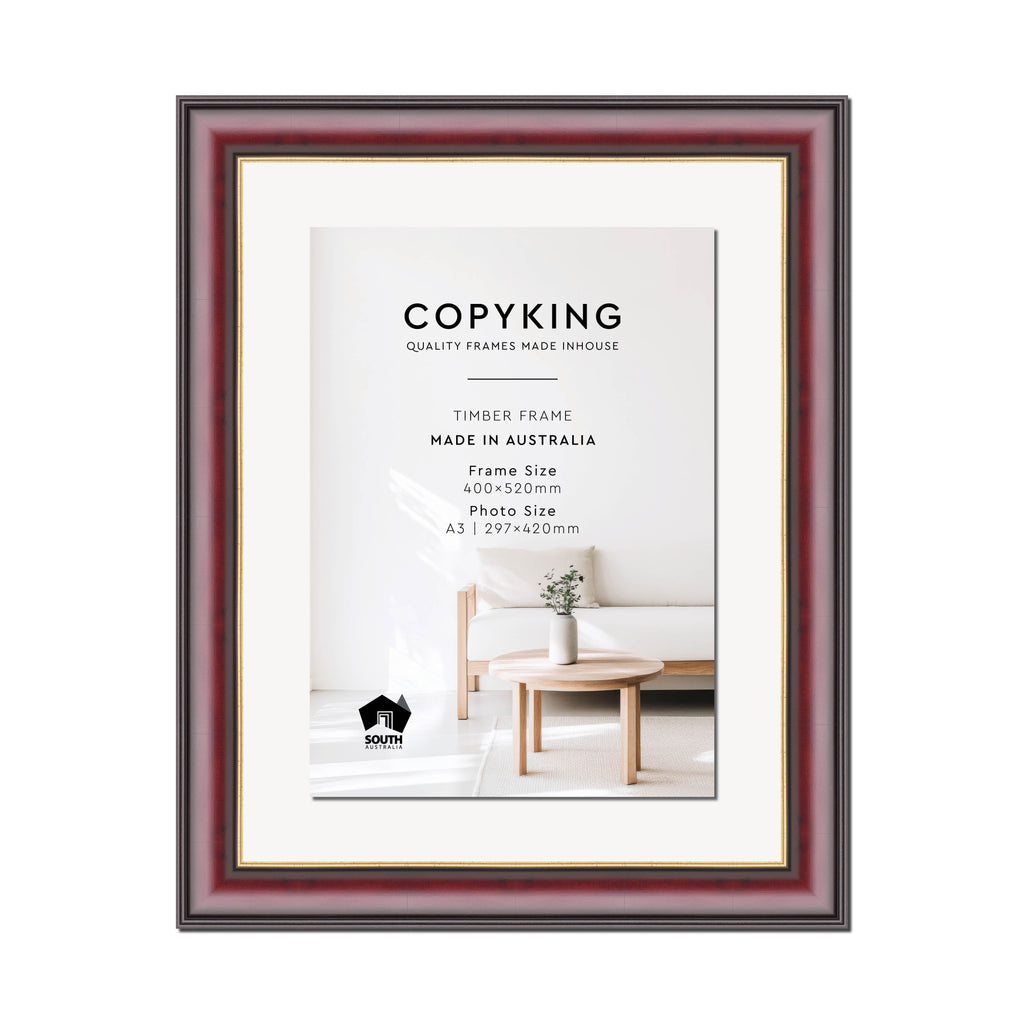Mahogany/Gold 50mm Wood Certificate Frame - 400mm x 520mm - 1 Certificates (A3)