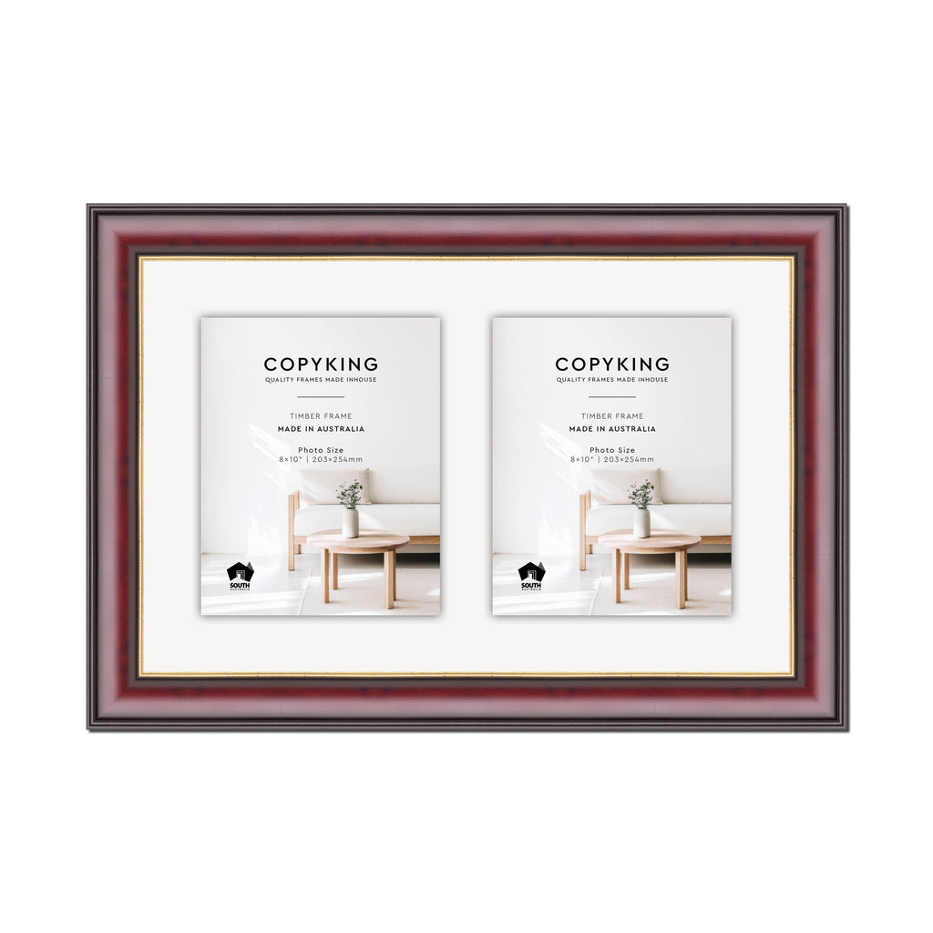 Mahogany/Gold 50mm Wood Collage Photo Frame - 14" x 22" - 2 Photos (8" x 10")