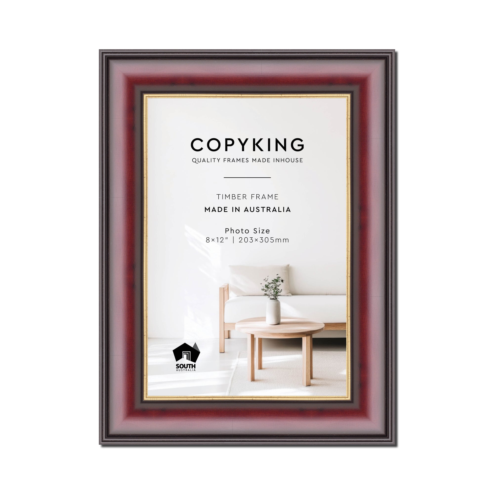 Mahogany/Gold 50mm Wood Photo Frame - 8" x 12" (203mm x 305mm)