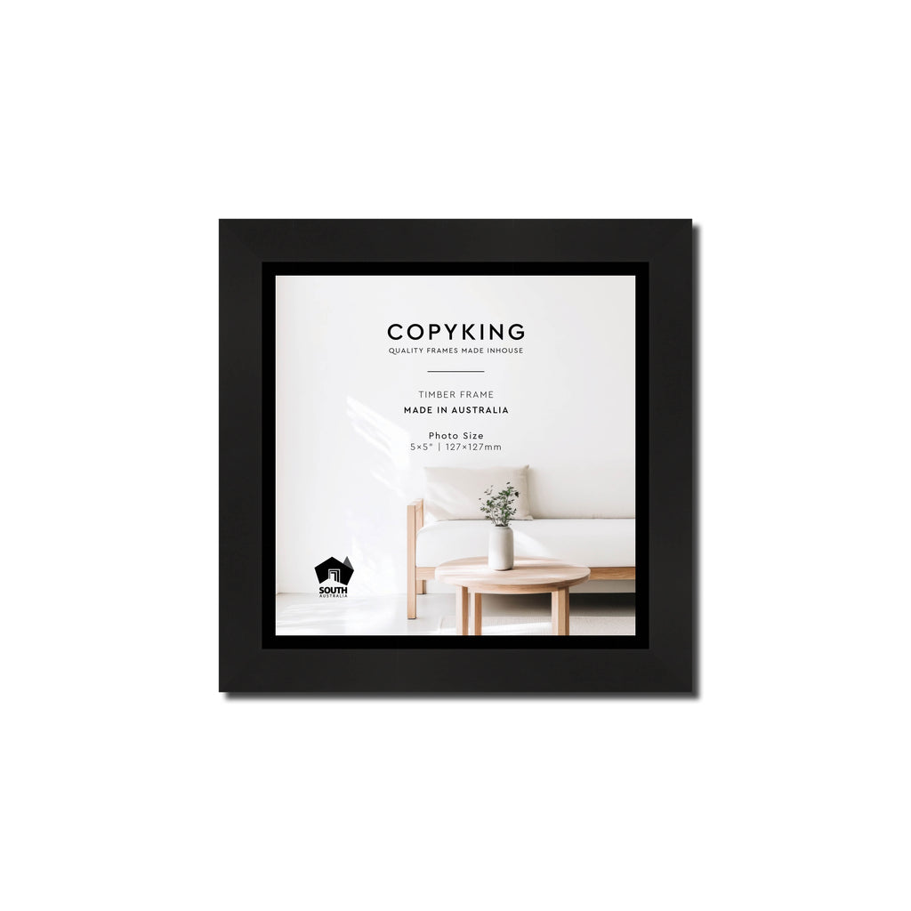Manhattan Black 20mm Wood Square Photo Frame - 5" x 5" (127mm x 127mm)