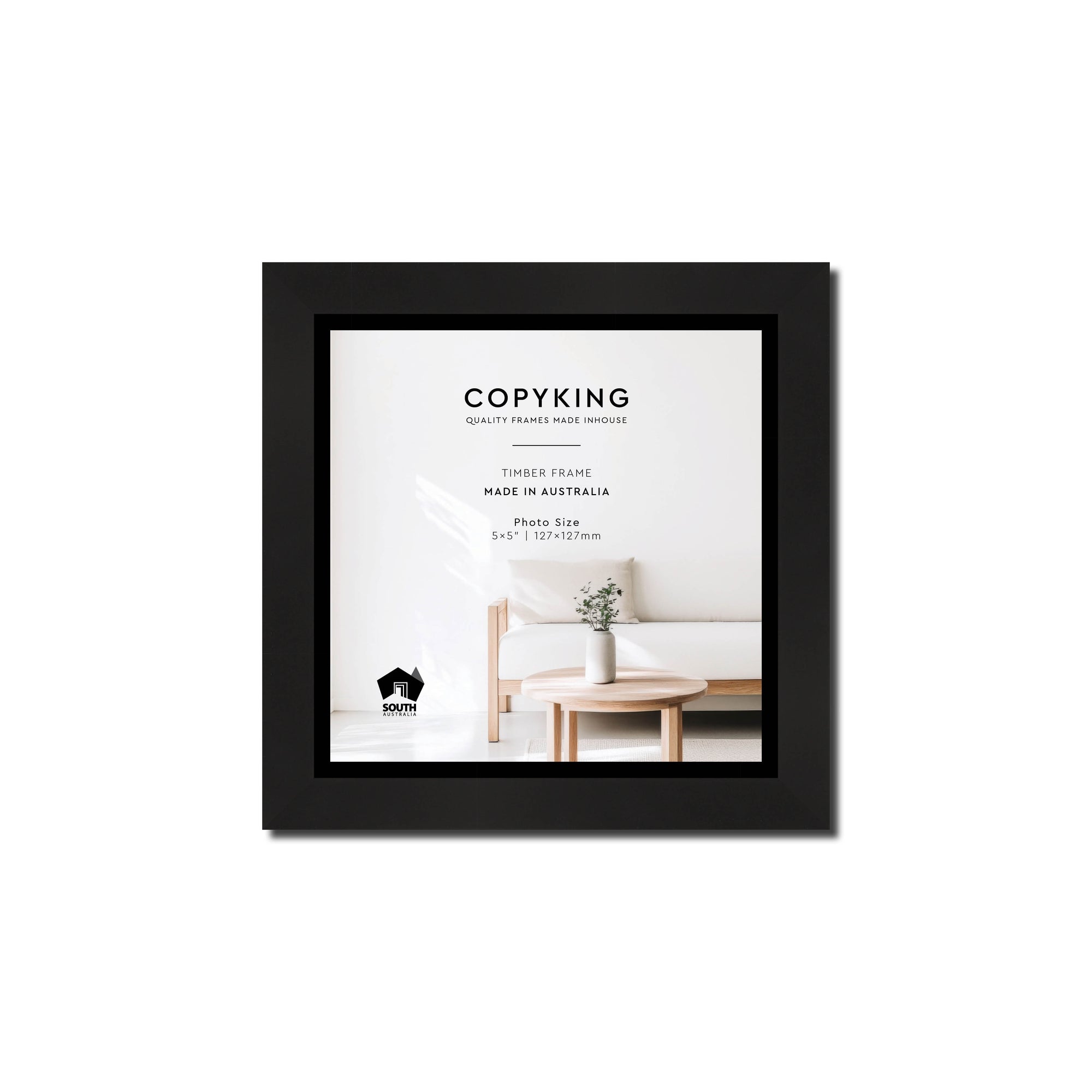 Manhattan Black 20mm Wood Square Photo Frame - 5" x 5" (127mm x 127mm)