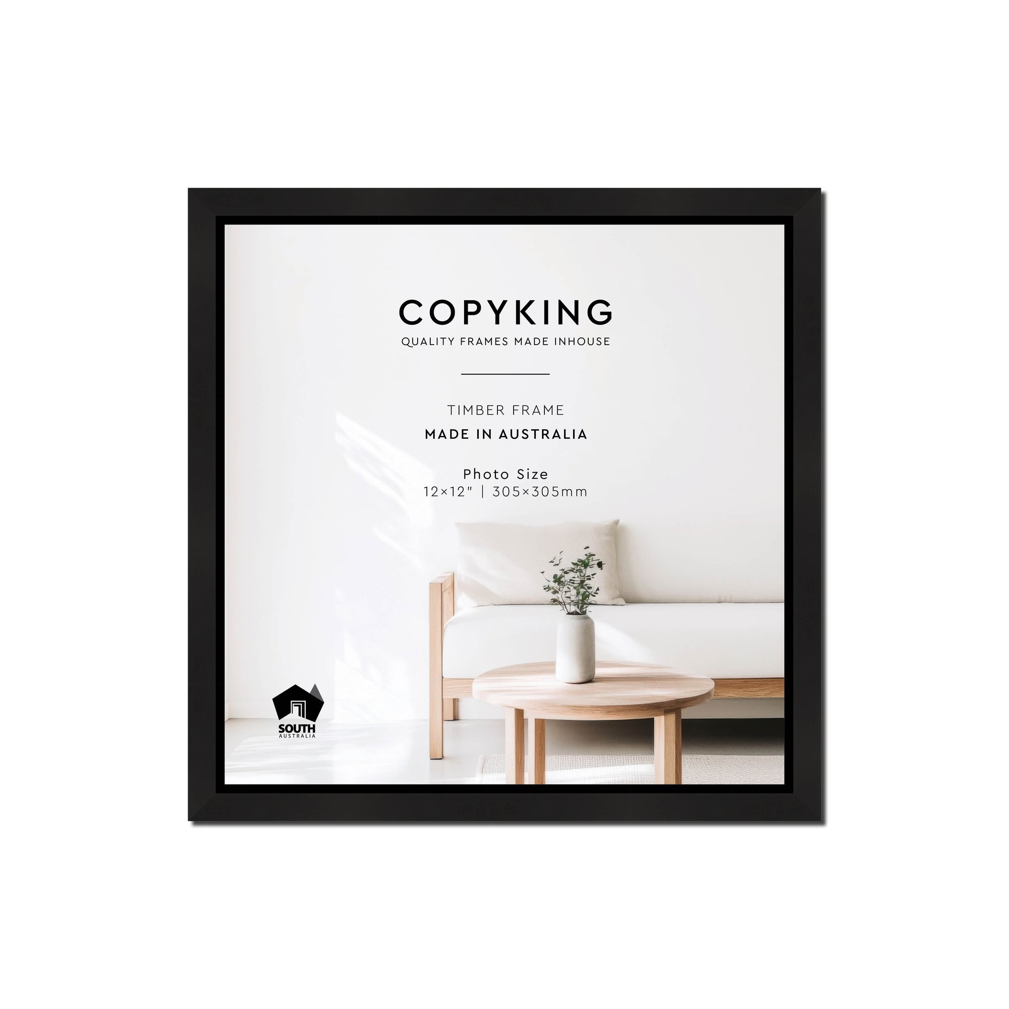 Manhattan Black 20mm Wood Square Photo Frame - 12" x 12" (305mm x 305mm)