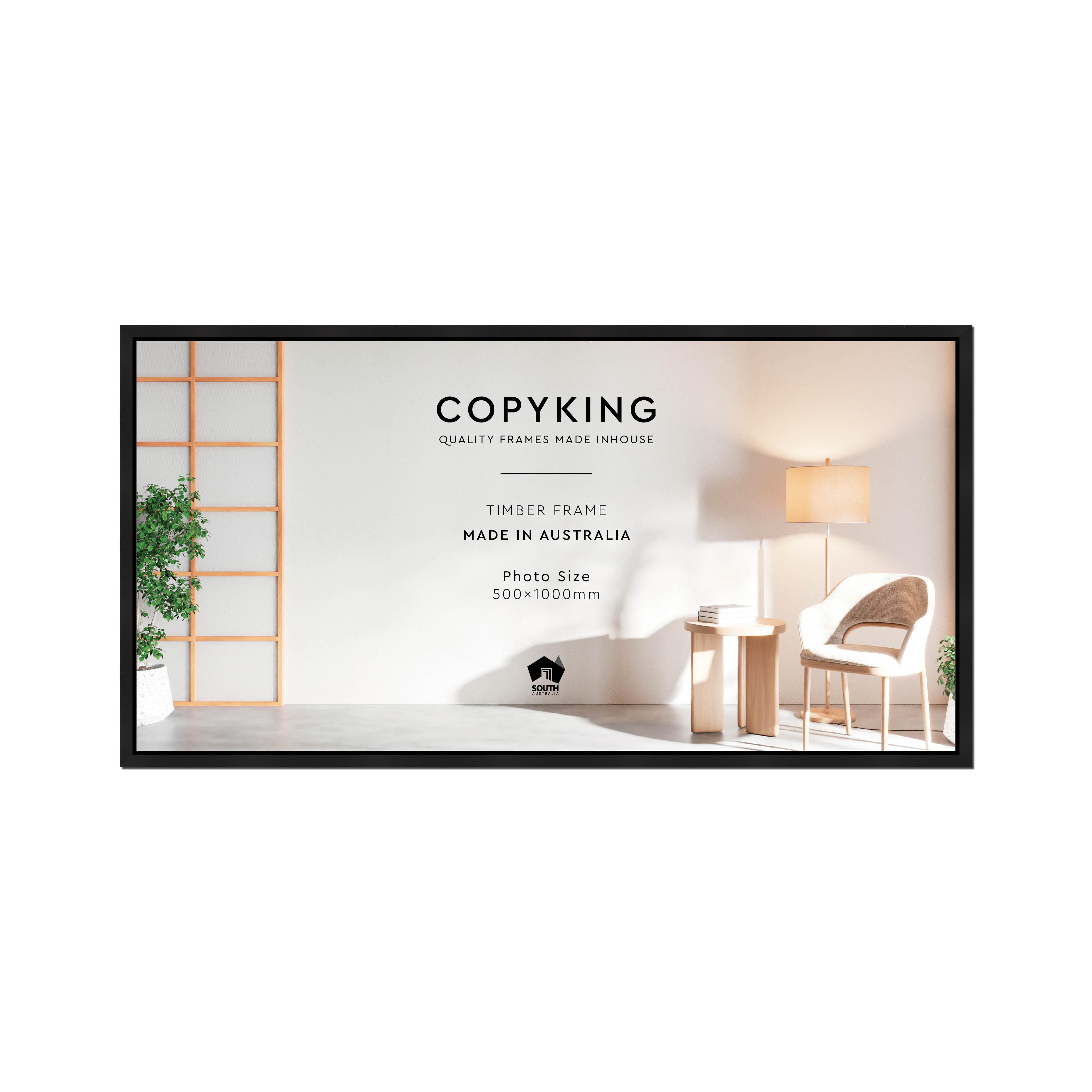 Manhattan Black 20mm Wood Panoramic Photo Frame - 50cm x 100cm – Copyking