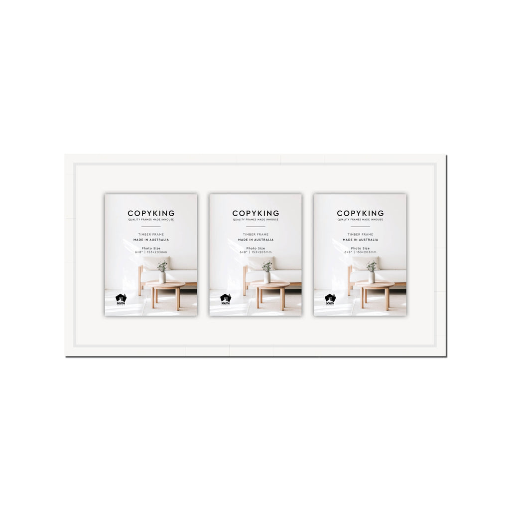Manhattan White 20mm Wood Collage Photo Frame - 12" x 24" - 3 Photos (6" x 8")