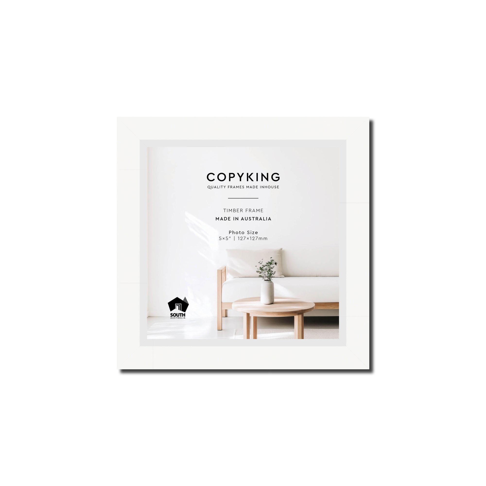 Manhattan White 20mm Wood Square Photo Frame - 5" x 5" (127mm x 127mm)