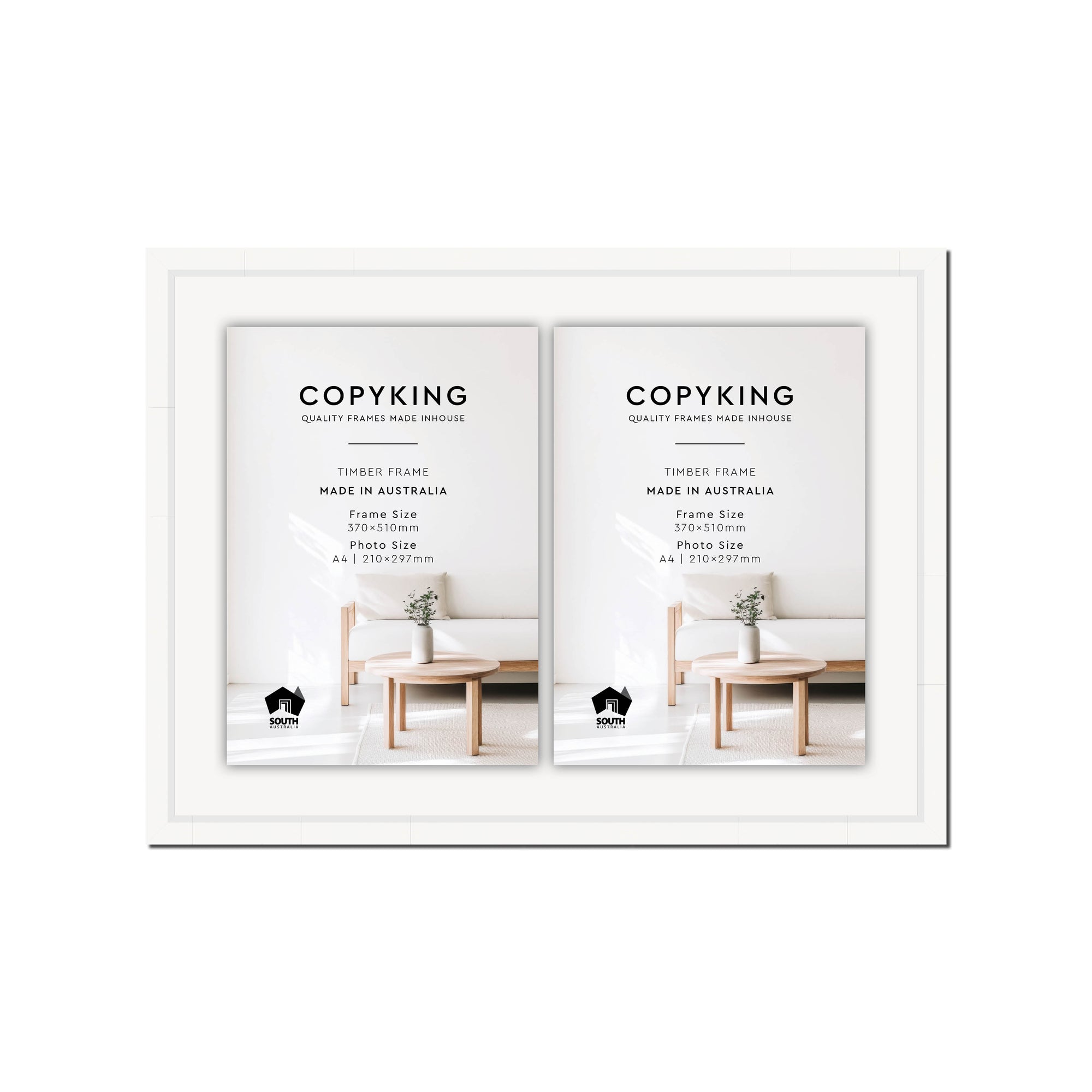 Manhattan White 20mm Wood Certificate Frame - 370mm x 510mm - 2 Certificates (A4)