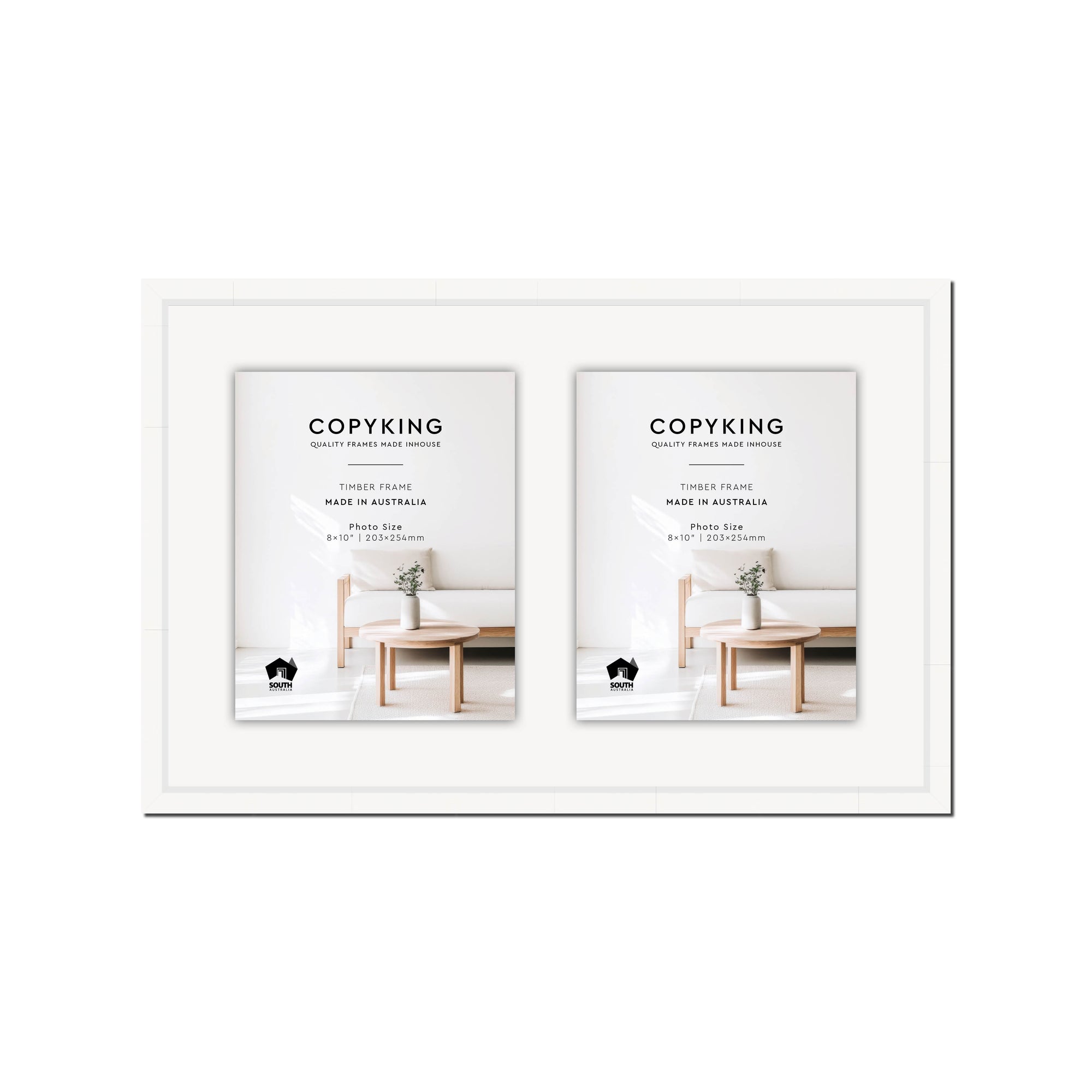 Manhattan White 20mm Wood Collage Photo Frame - 14" x 22" - 2 Photos (8" x 10")