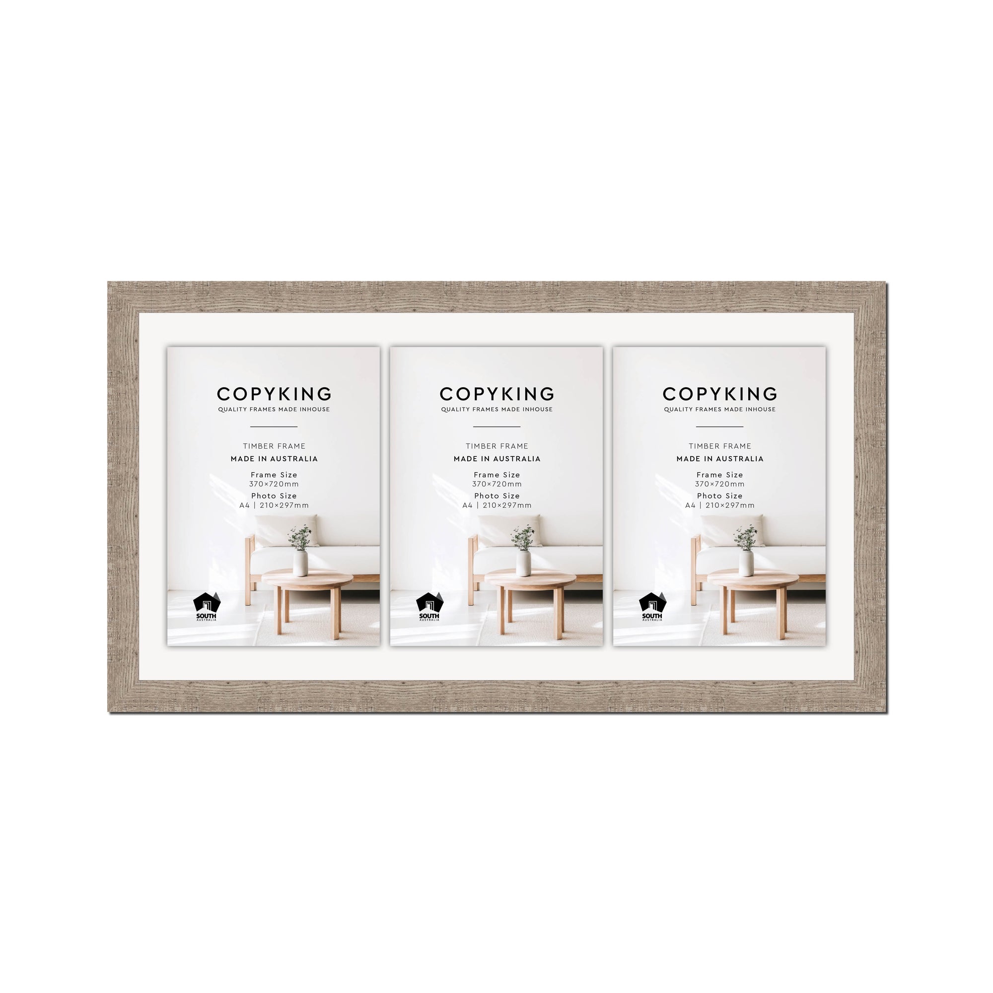 Moma Ash 32mm Wood Certificate Frame - 370mm x 720mm - 3 Certificates (A4)