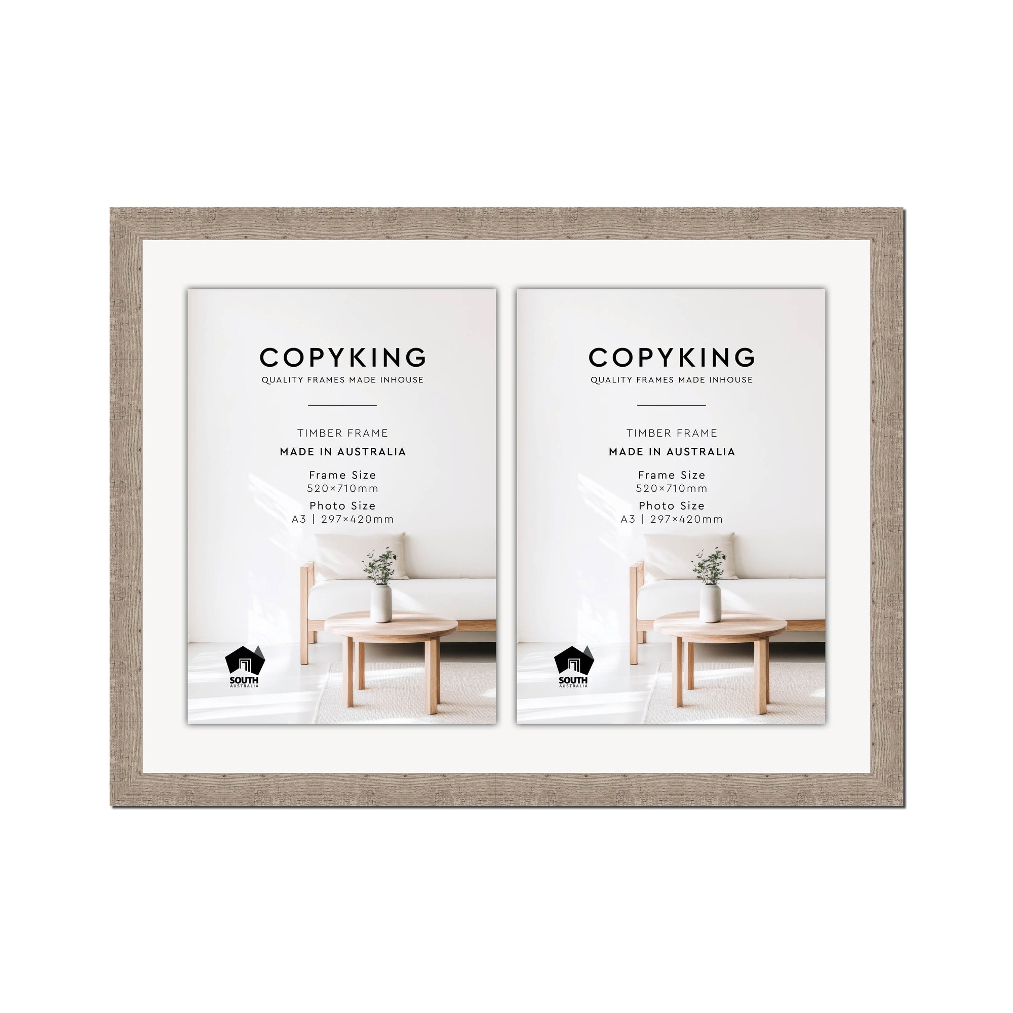 Moma Ash 32mm Wood Certificate Frame - 520mm x 710mm - 2 Certificates (A3)