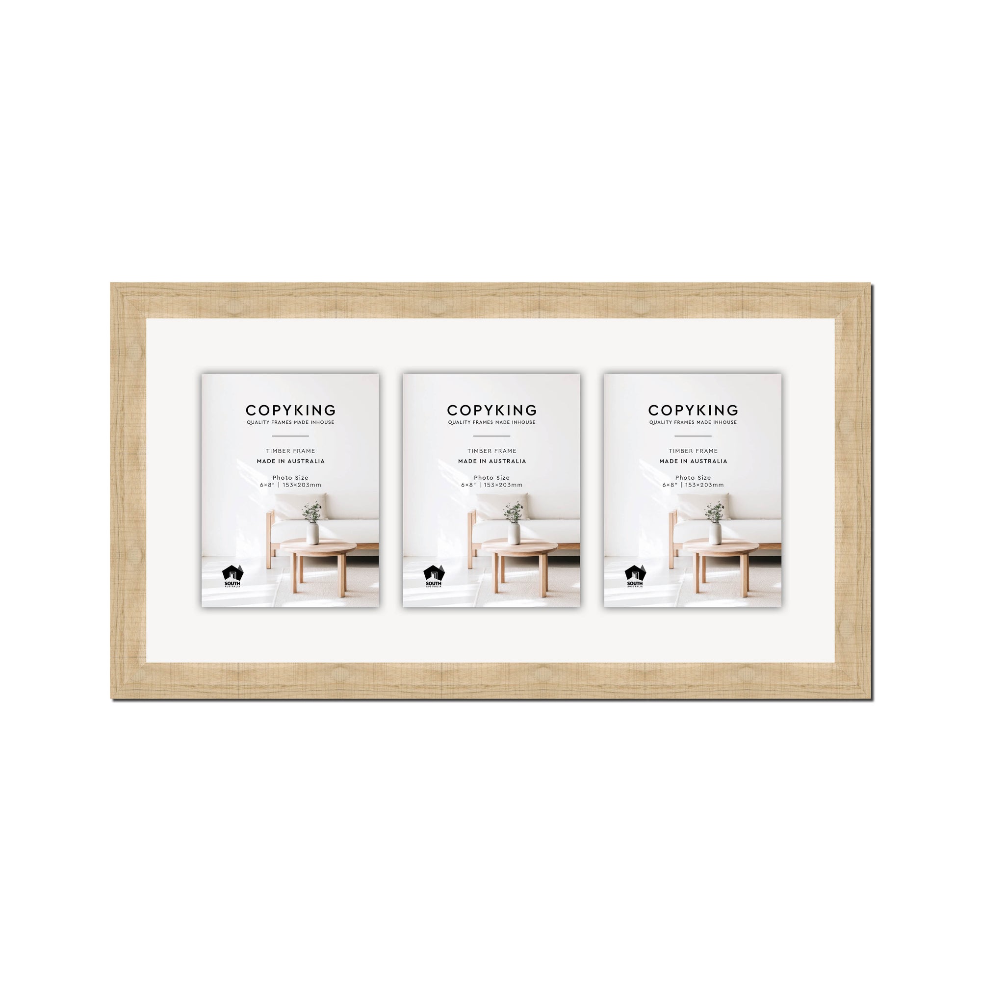 Moma Camel  32mm Wood Collage Photo Frame - 12" x 24" - 3 Photos (6" x 8")