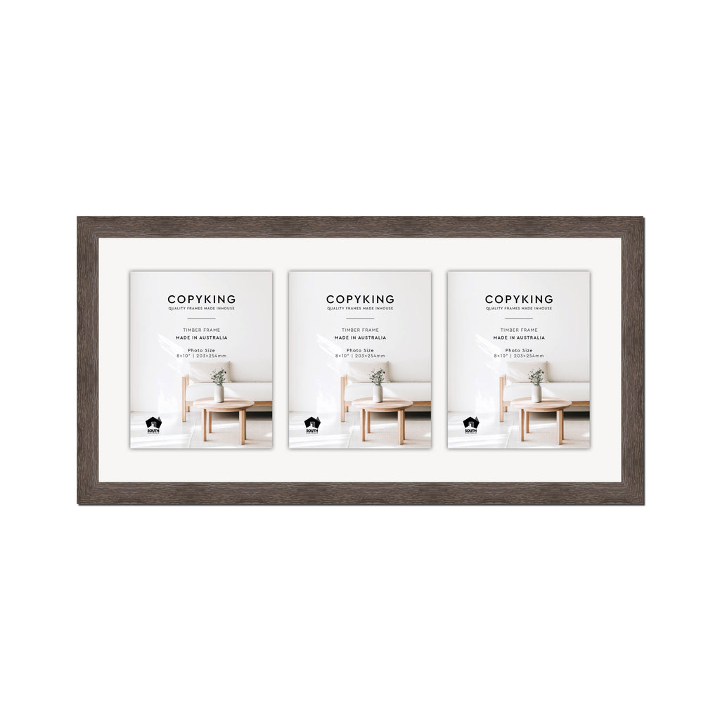 Moma Charcoal 32mm Wood Collage Photo Frame - 14" x 30" - 3 Photos (8" x 10")