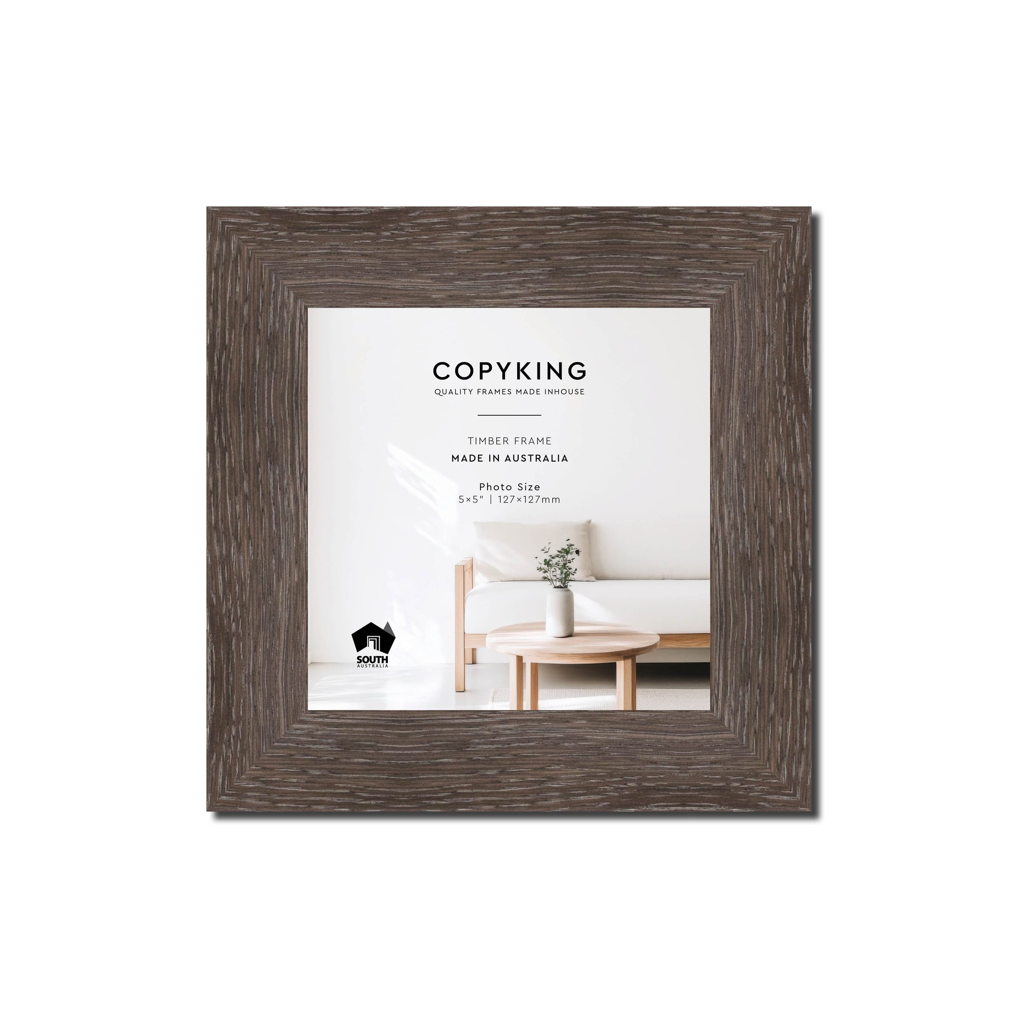 Moma Charcoal 32mm Wood Square Photo Frame - 5" x 5" (127mm x 127mm)
