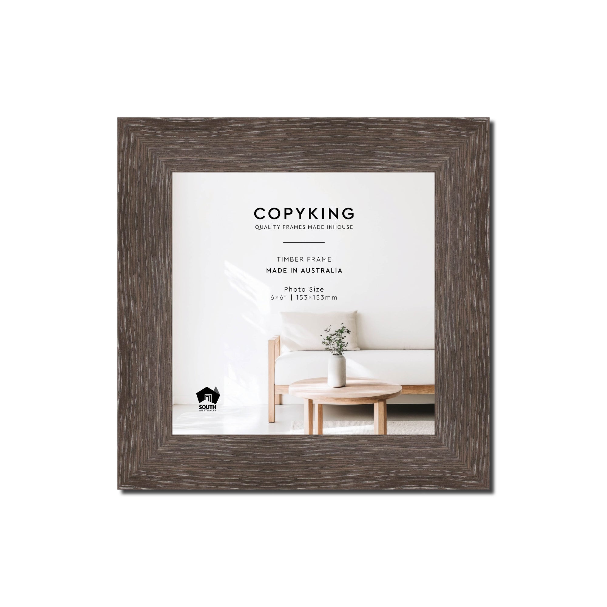 Moma Charcoal 32mm Wood Square Photo Frame - 6" x 6" (153mm x 153mm)