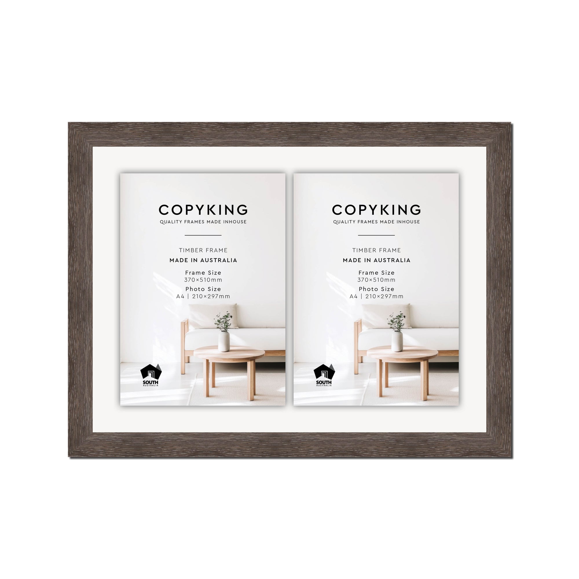 Moma Charcoal 32mm Wood Certificate Frame - 370mm x 510mm - 2 Certificates (A4)