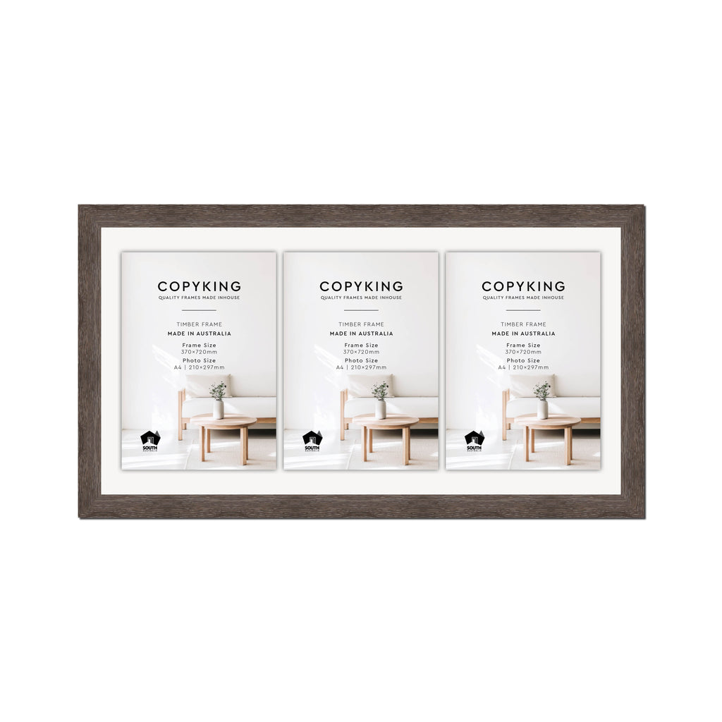 Moma Charcoal 32mm Wood Certificate Frame - 370mm x 720mm - 3 Certificates (A4)