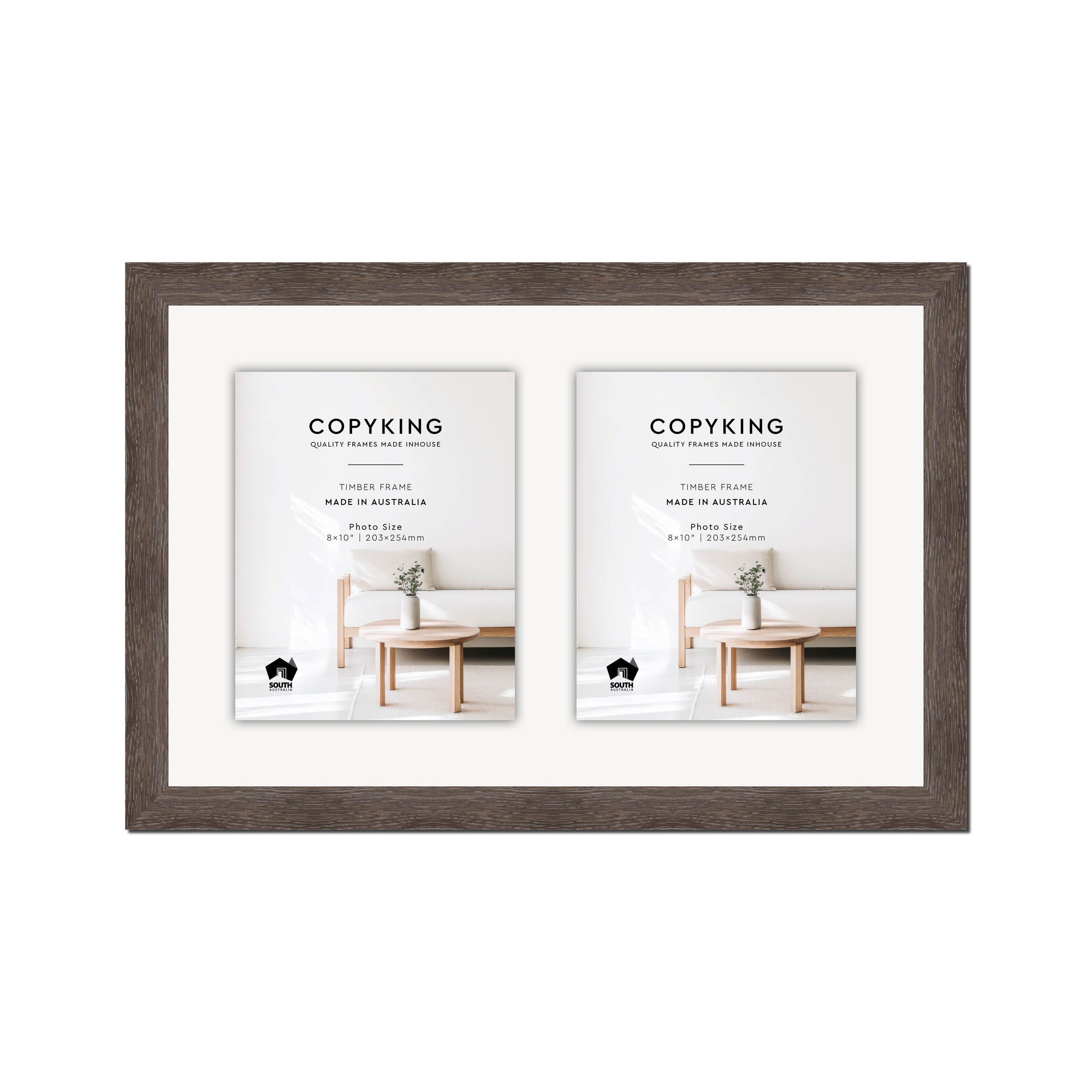 Moma Charcoal 32mm Wood Collage Photo Frame - 14" x 22" - 2 Photos (8" x 10")