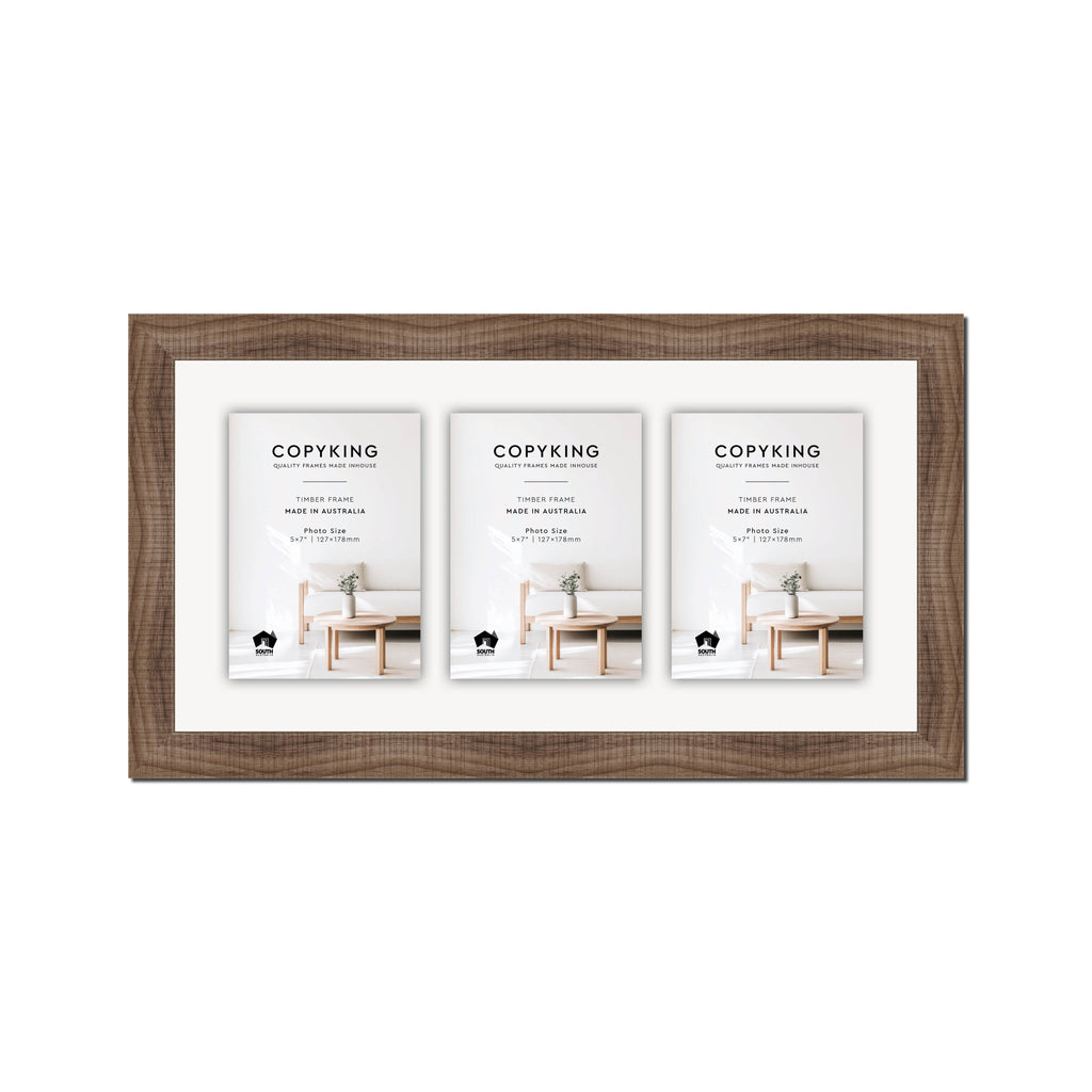 Moma Chocolate  32mm Wood Collage Photo Frame - 10" x 20" - 3 Photos (5" x 7")