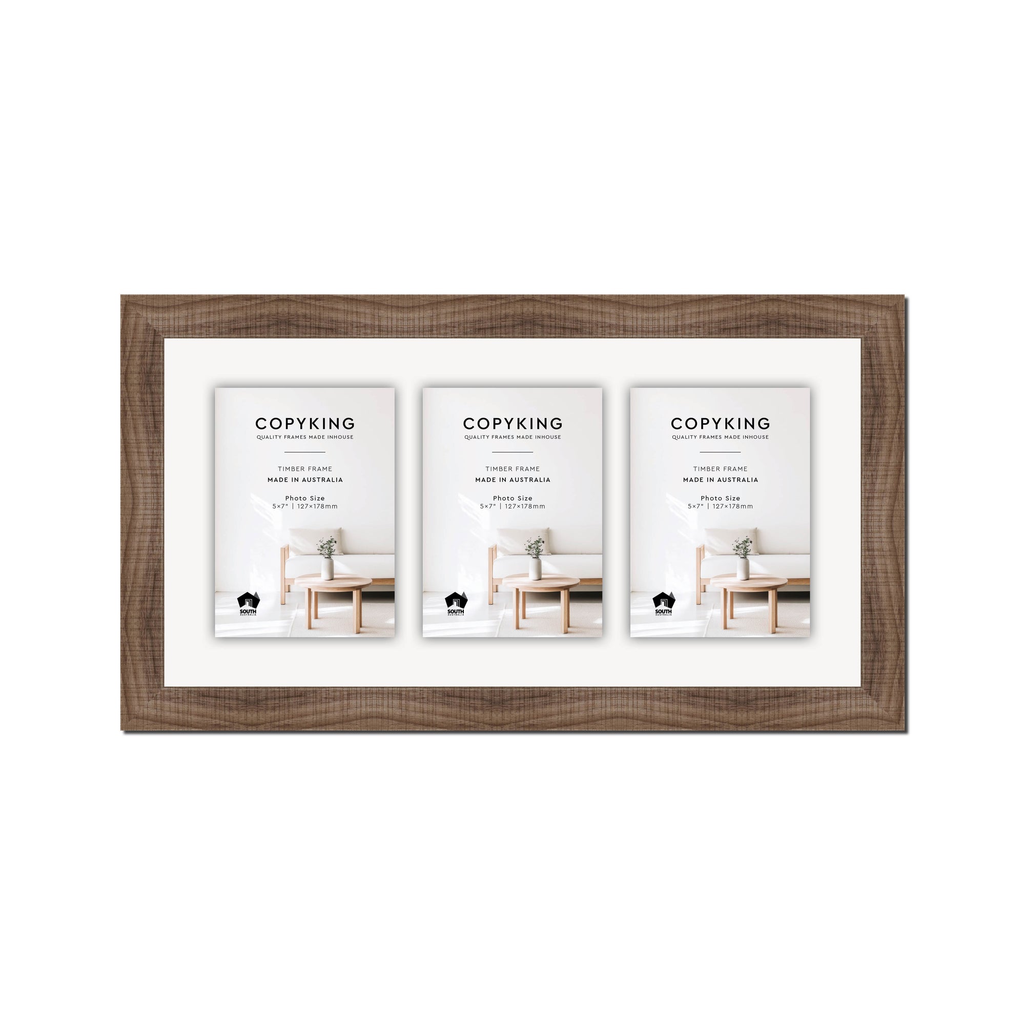 Moma Chocolate  32mm Wood Collage Photo Frame - 10" x 20" - 3 Photos (5" x 7")