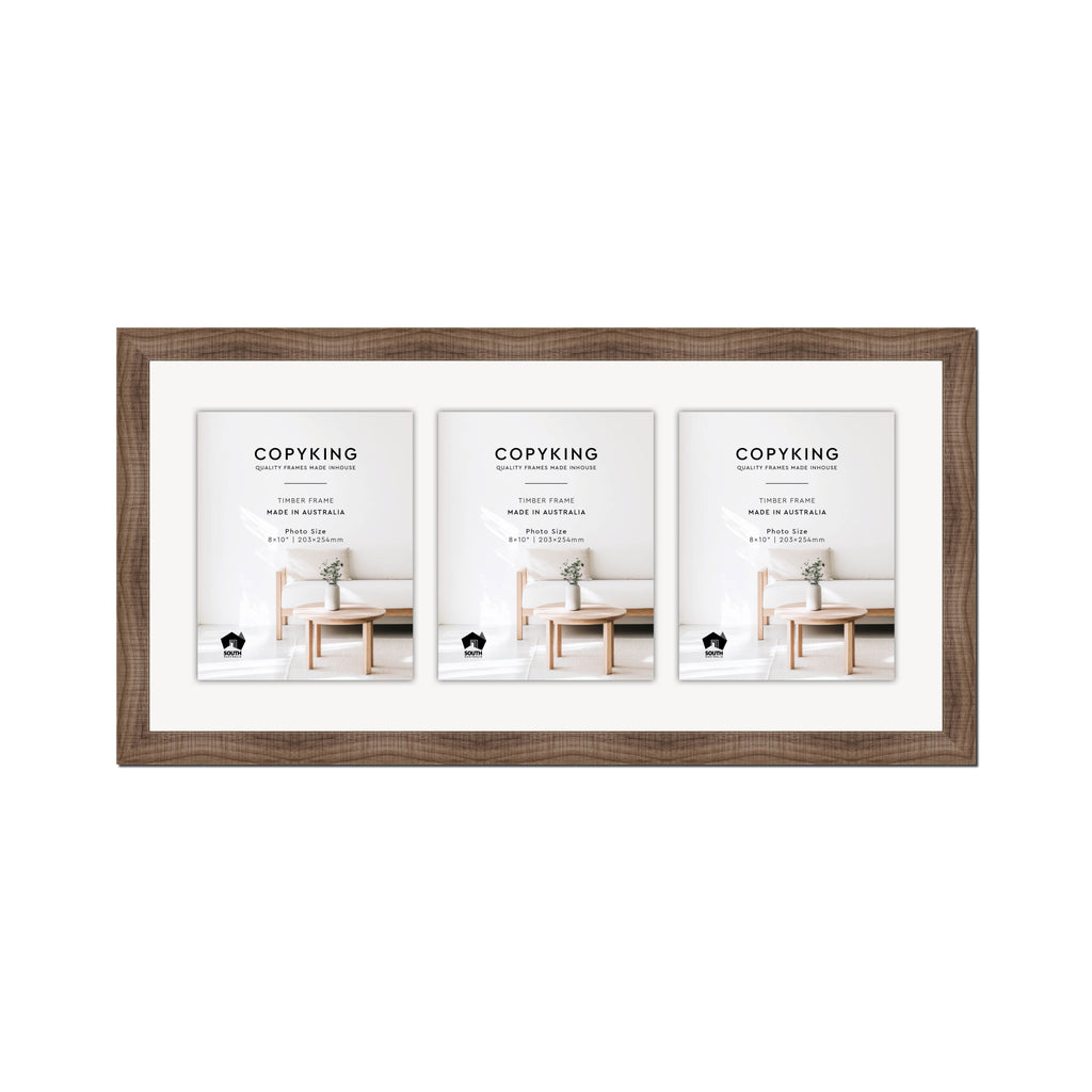 Moma Chocolate  32mm Wood Collage Photo Frame - 14" x 30" - 3 Photos (8" x 10")