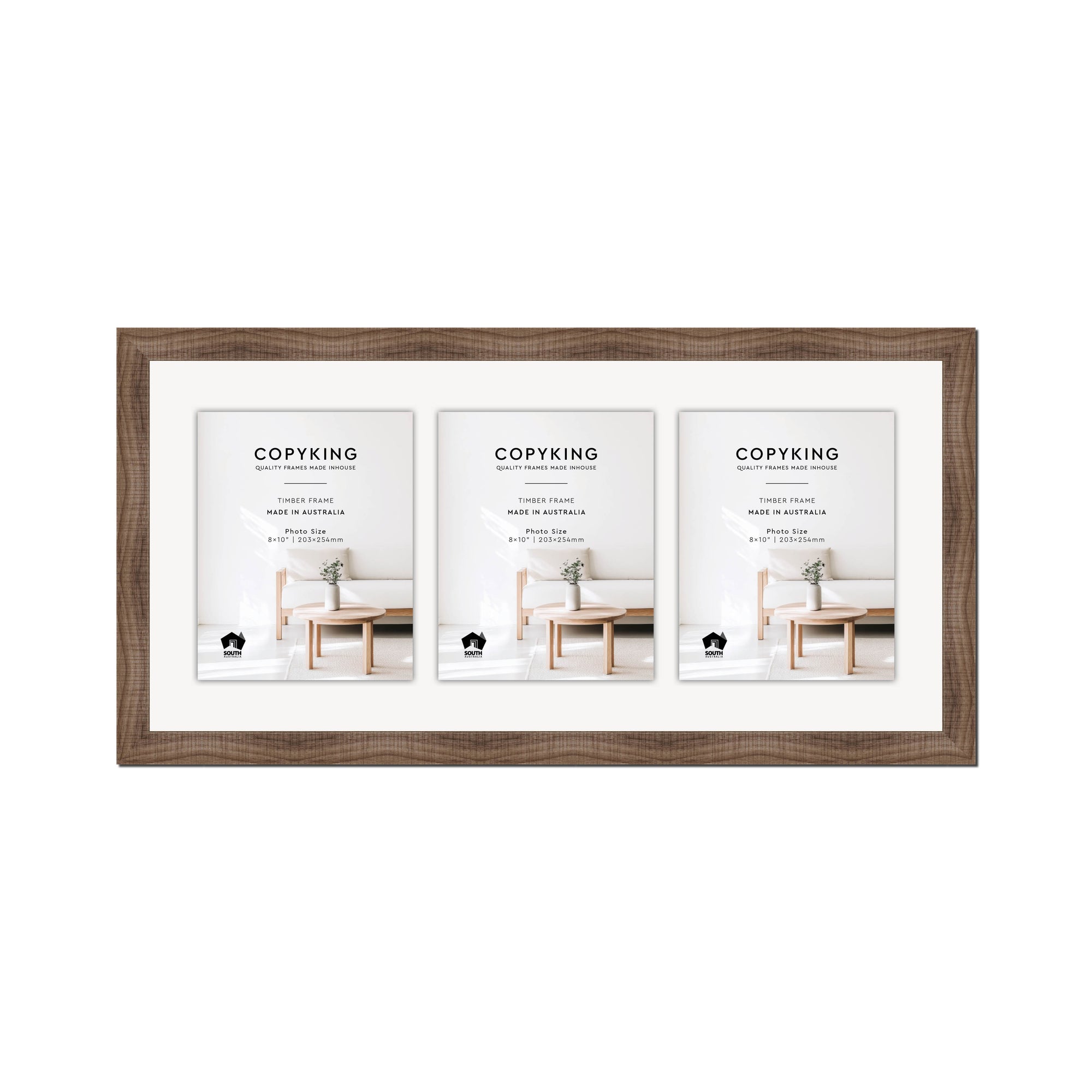 Moma Chocolate  32mm Wood Collage Photo Frame - 14" x 30" - 3 Photos (8" x 10")