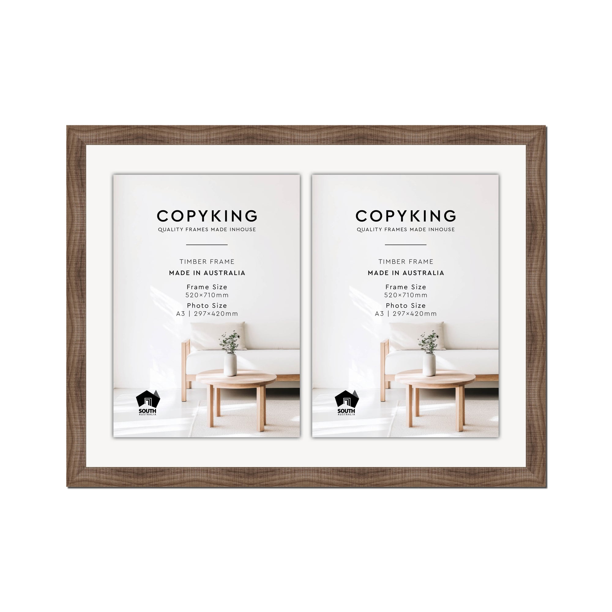 Moma Chocolate  32mm Wood Certificate Frame - 520mm x 710mm - 2 Certificates (A3)