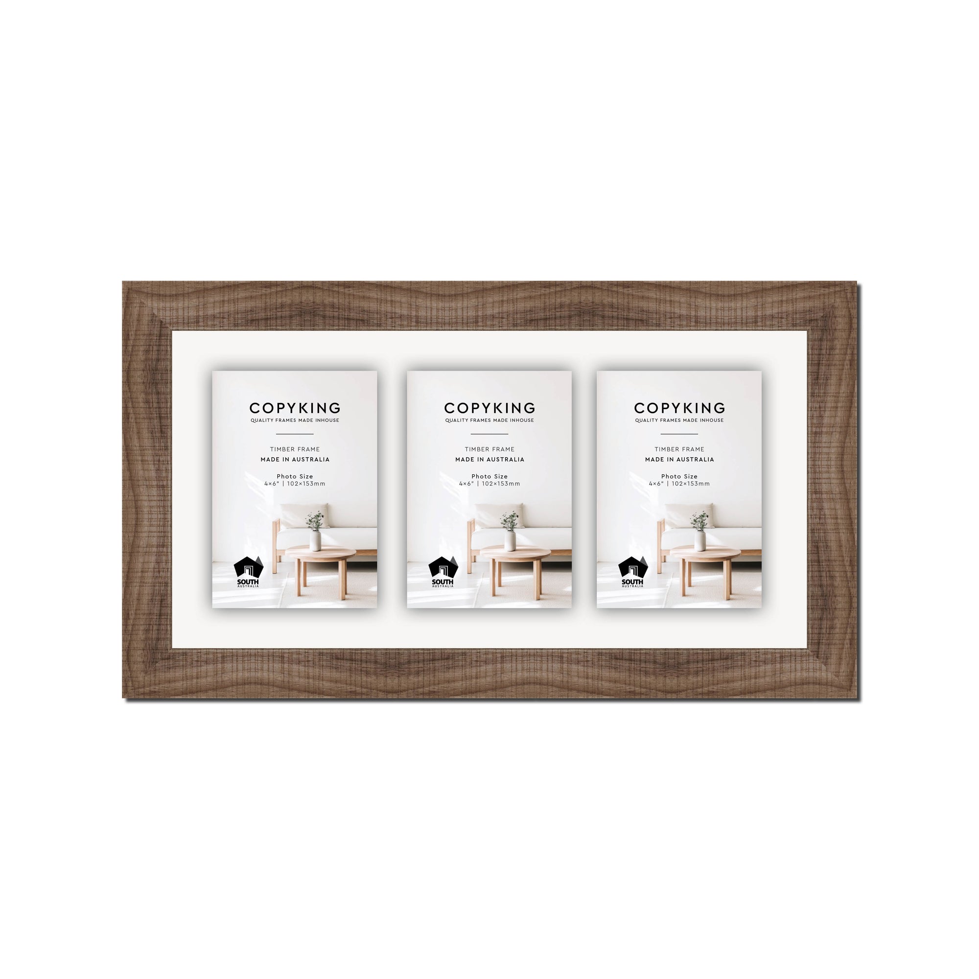 Moma Chocolate  32mm Wood Collage Photo Frame - 8" x 16" - 3 Photos (4" x 6")