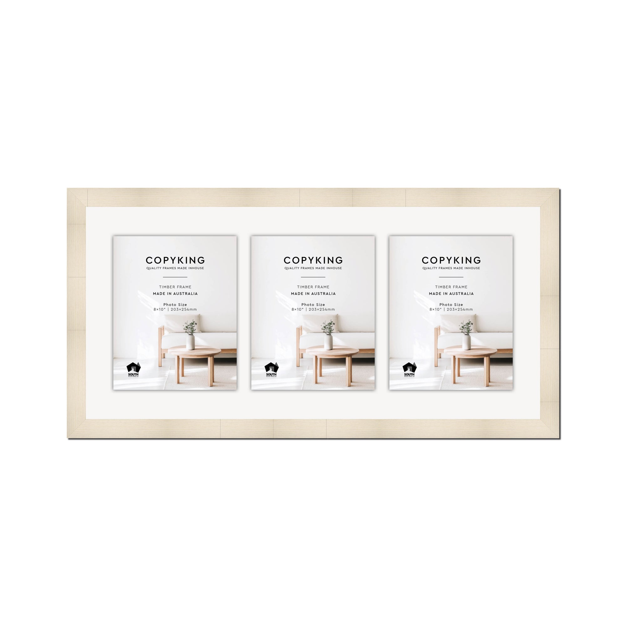Moma Ivory  32mm Wood Collage Photo Frame - 14" x 30" - 3 Photos (8" x 10")