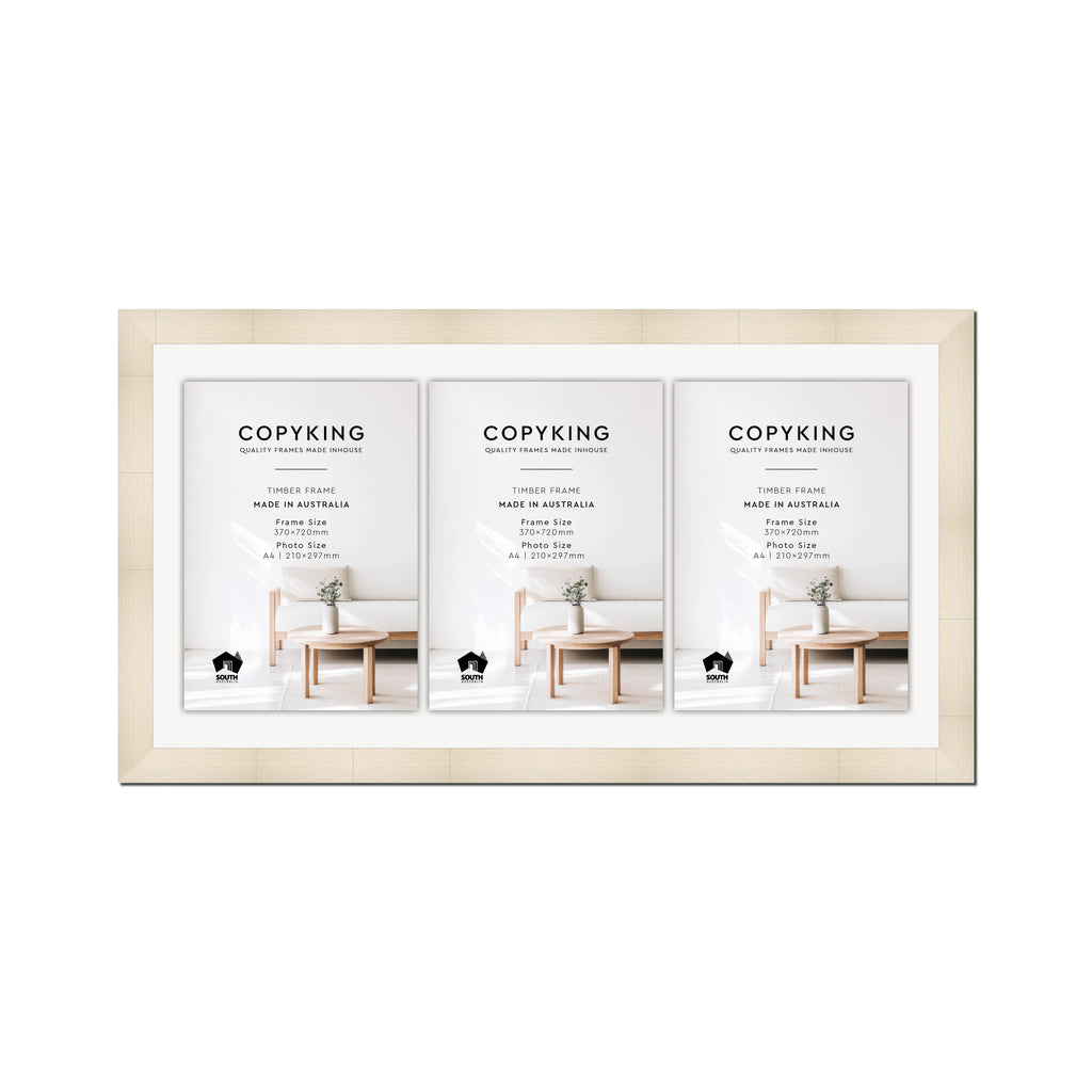 Moma Ivory  32mm Wood Certificate Frame - 370mm x 720mm - 3 Certificates (A4)