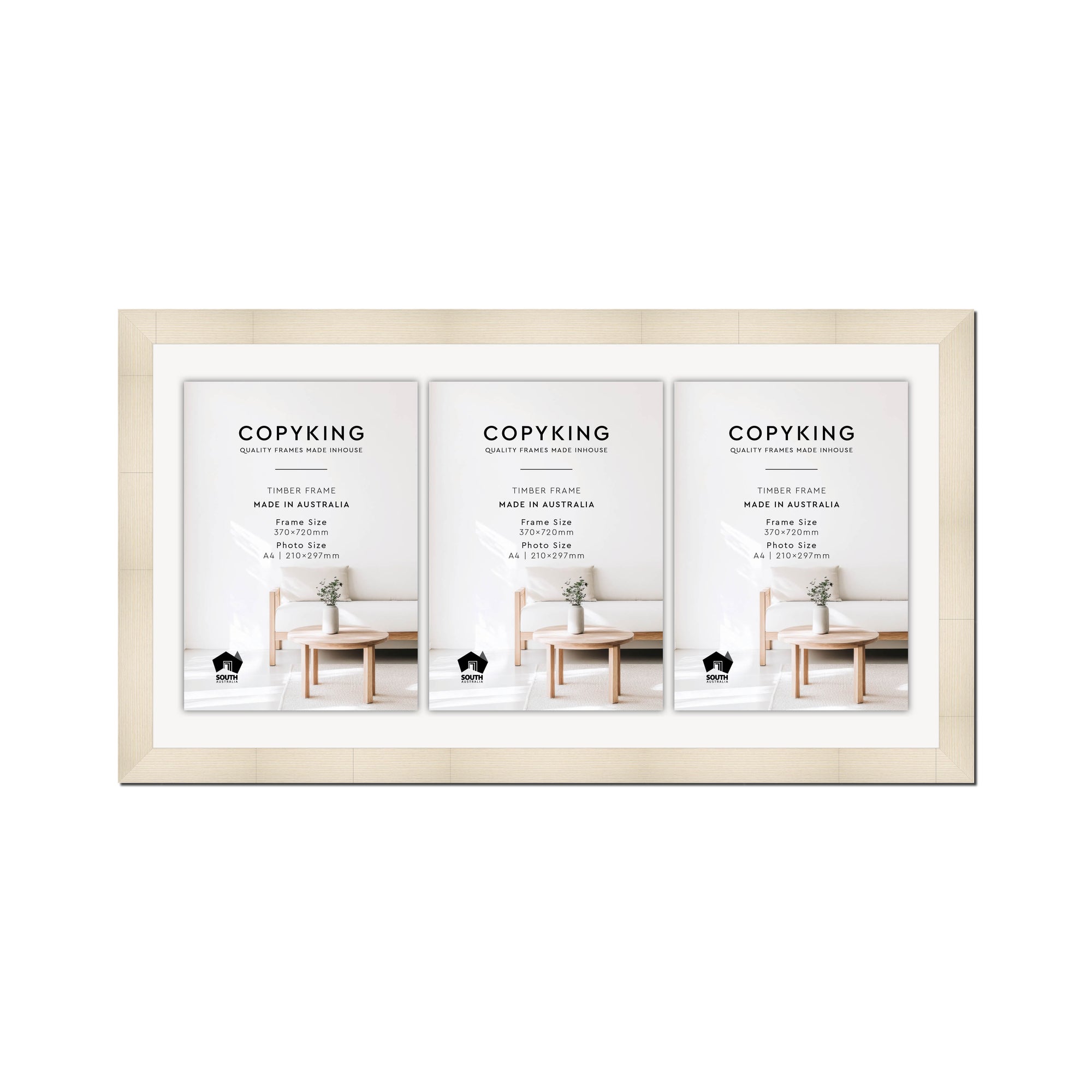 Moma Ivory  32mm Wood Certificate Frame - 370mm x 720mm - 3 Certificates (A4)