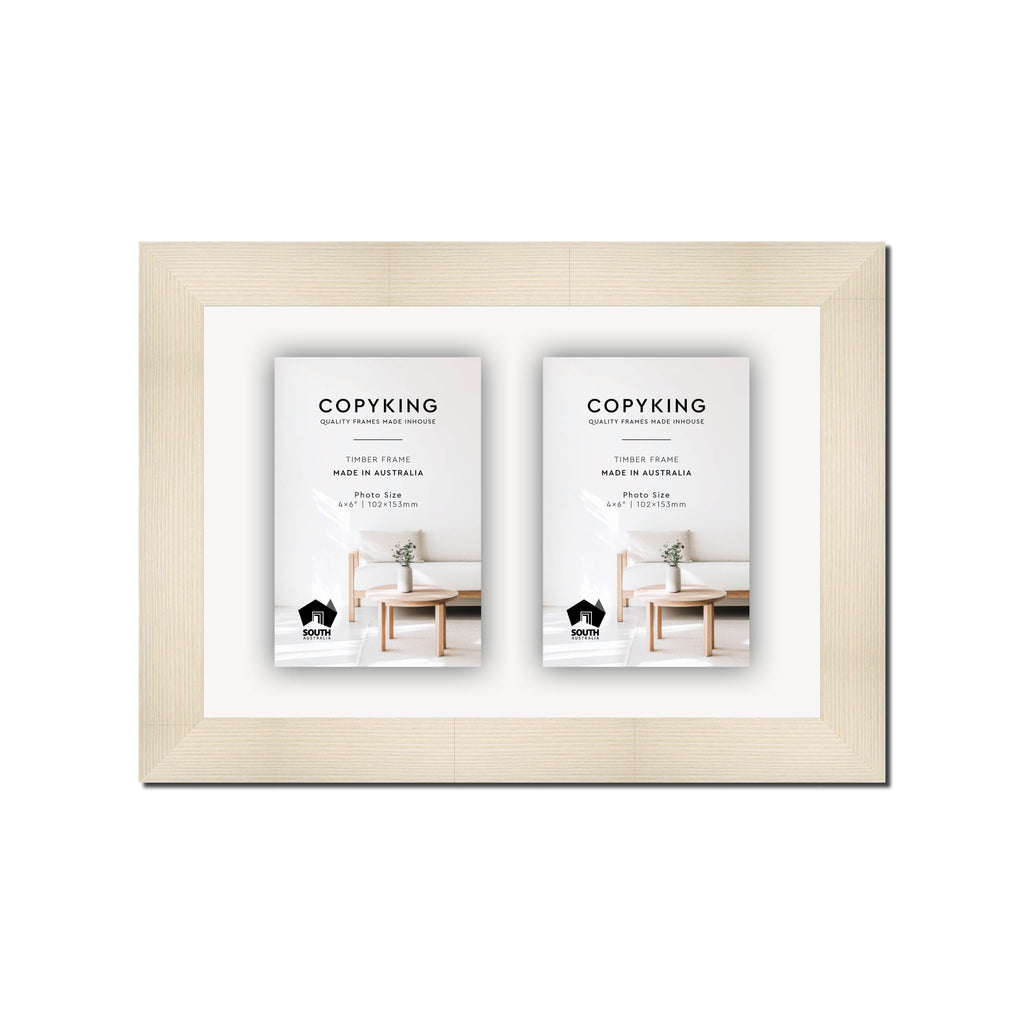 Moma Ivory  32mm Wood Collage Photo Frame - 8" x 12" - 2 Photos (4" x 6")