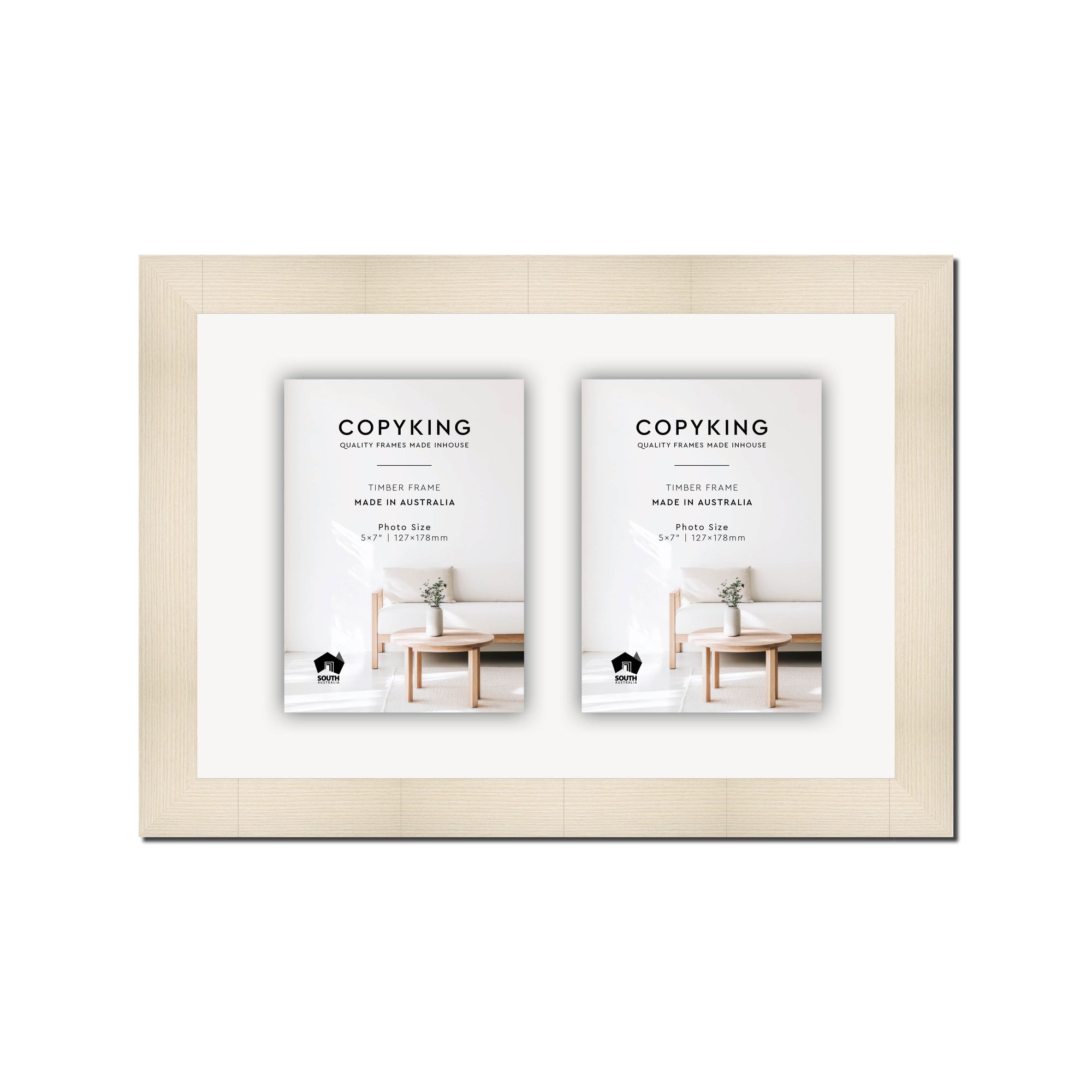 Moma Ivory  32mm Wood Collage Photo Frame - 10" x 15" - 2 Photos (5" x 7")