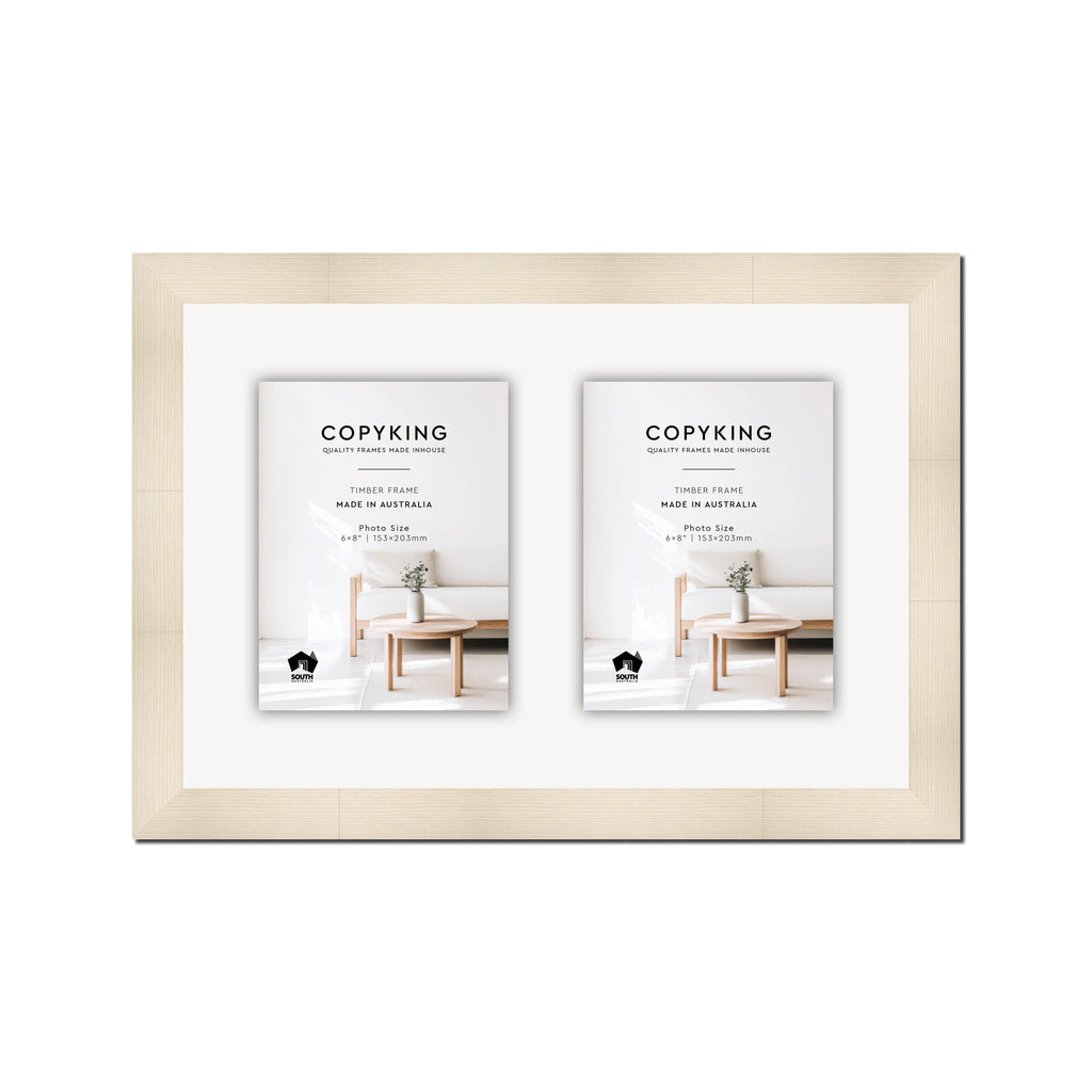 Moma Ivory  32mm Wood Collage Photo Frame - 12" x 18" - 2 Photos (6" x 8")